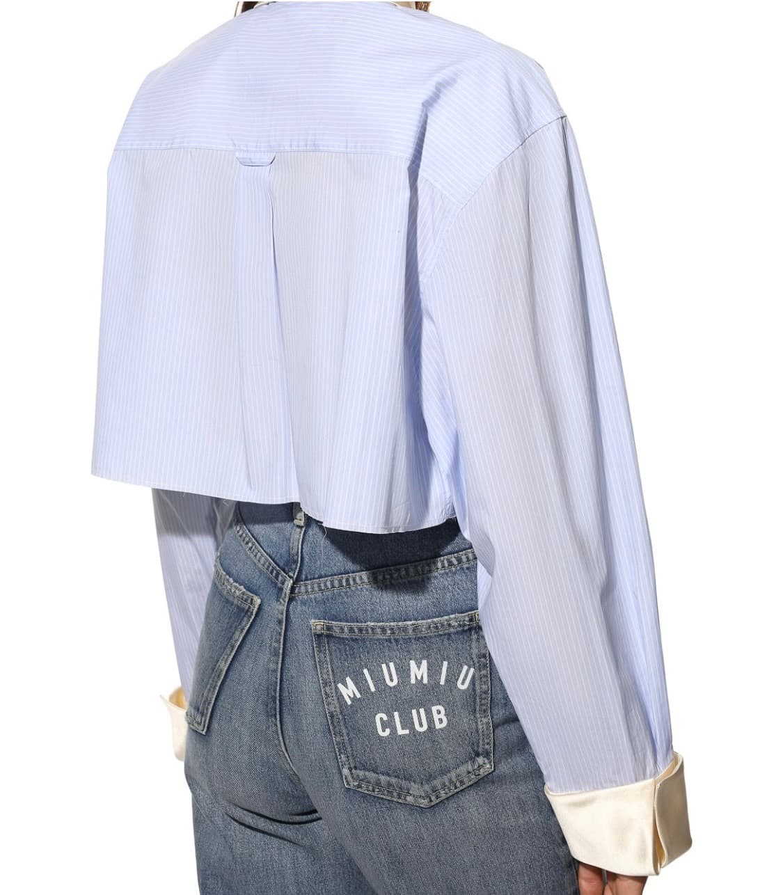 미우미우 스트라이프 배색 크롭 셔츠 38 상품이미지7