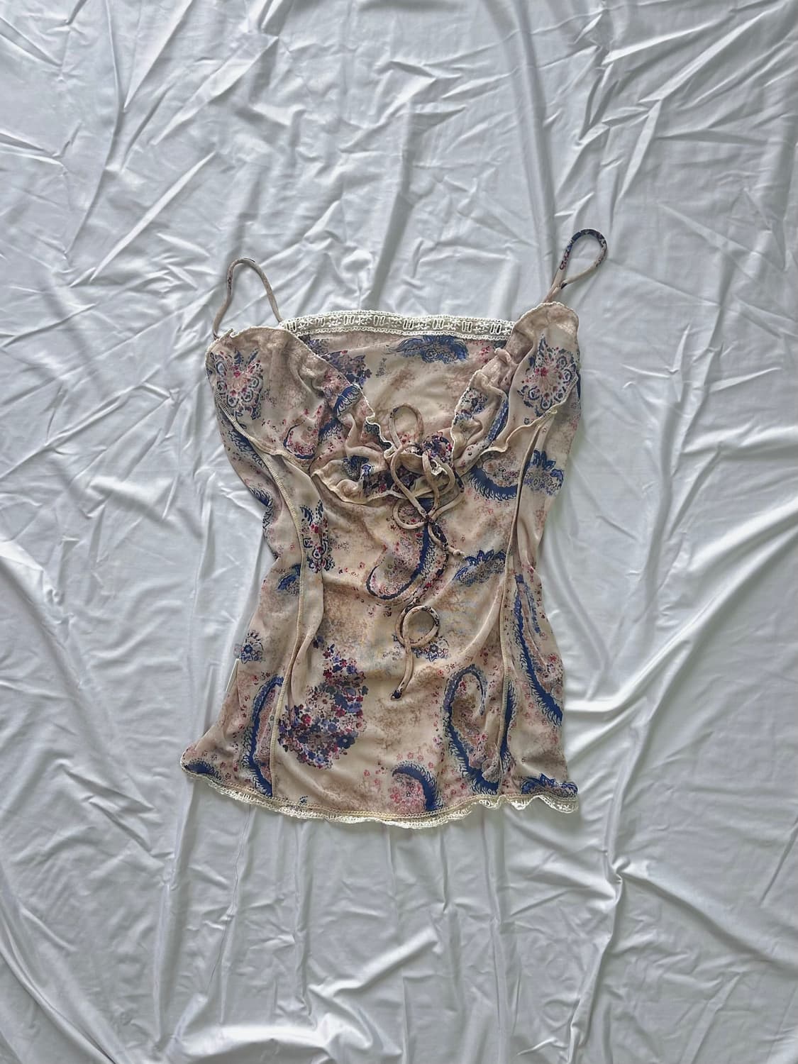 Vintage Paisley Lace-Up Cami Top 상품이미지2