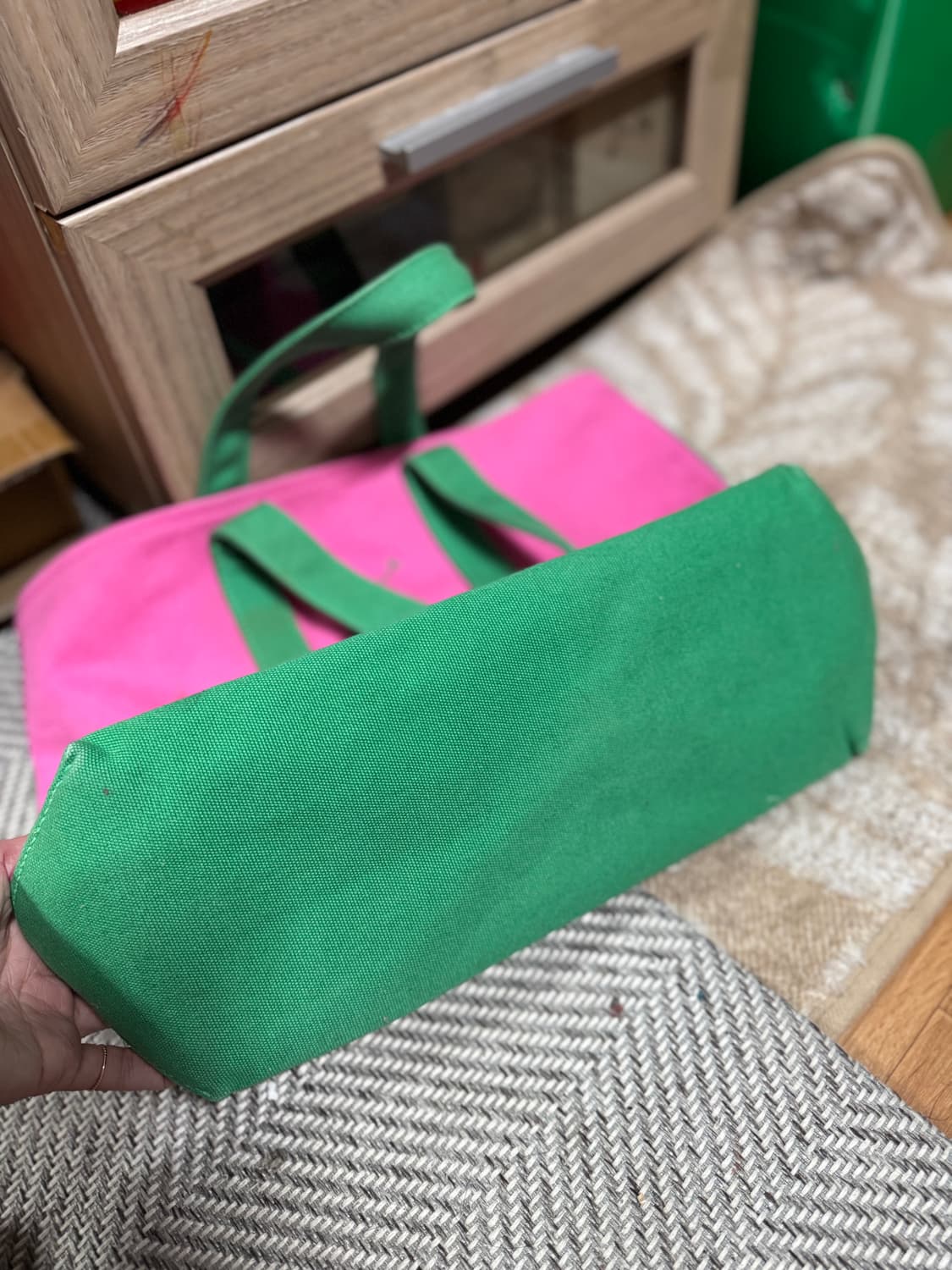 폴로 랄프로렌 핑크 그린 빅포니 토트백  상품이미지5