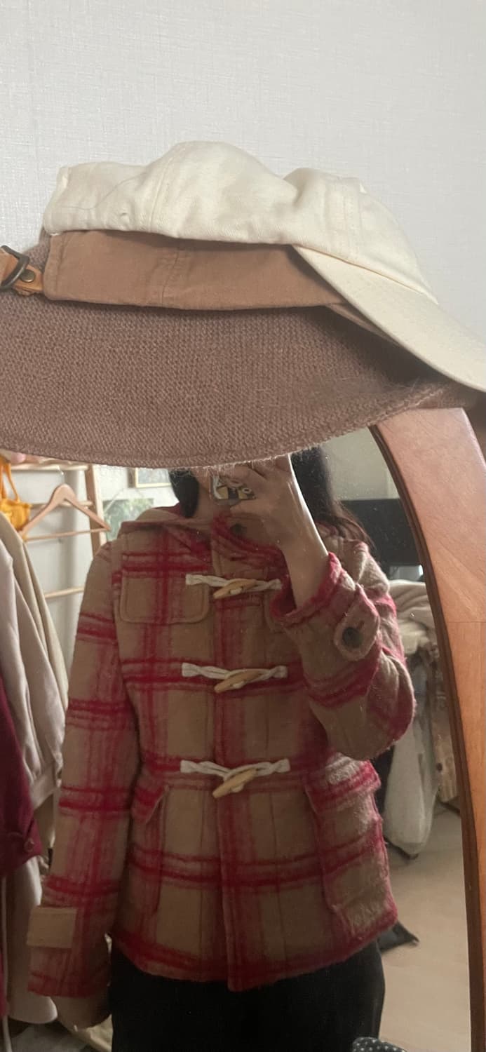 모리걸 빈티지 레드 체크 숏 떡코 상품이미지5