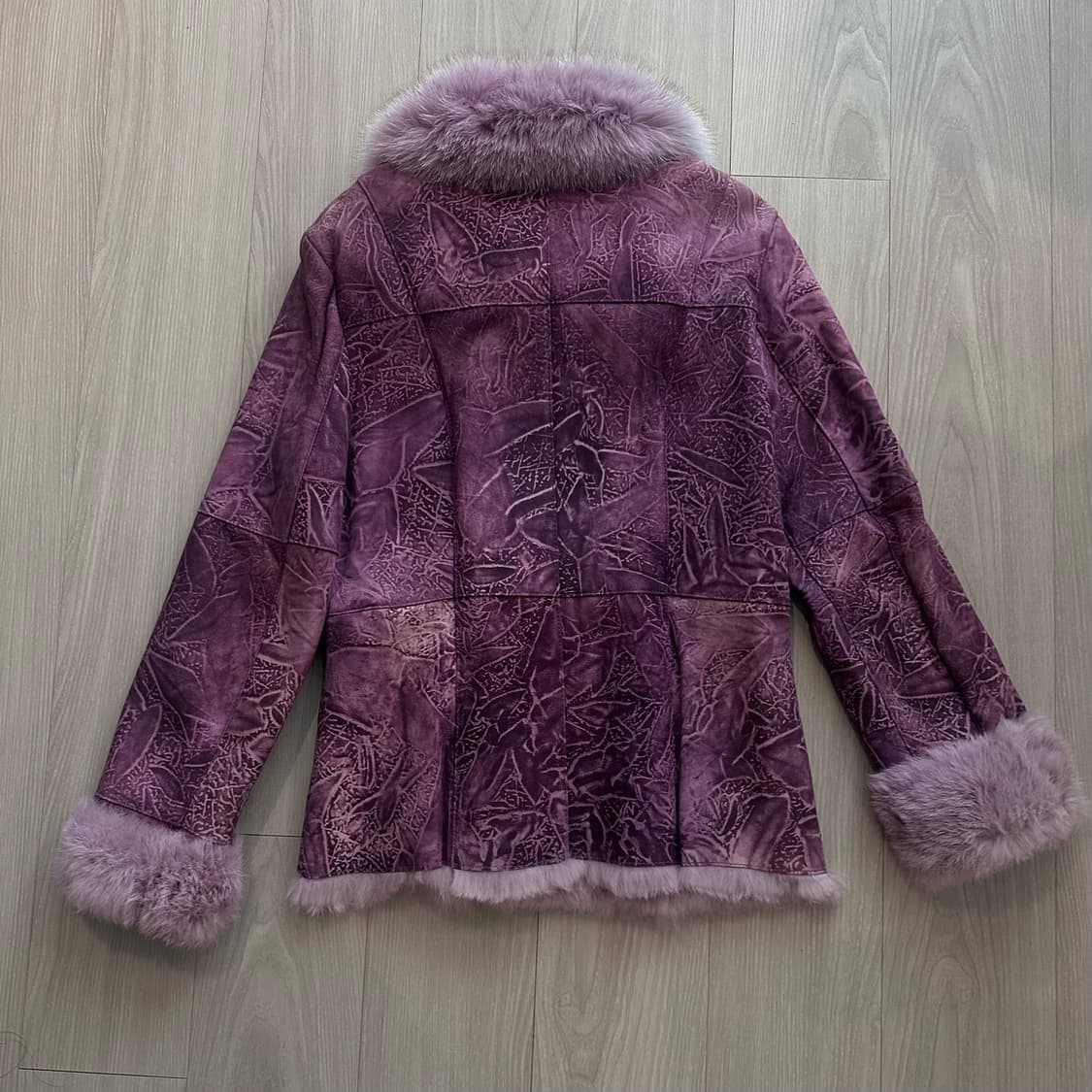 리얼가죽 퍼 트리밍 퍼플 자켓 상품이미지5