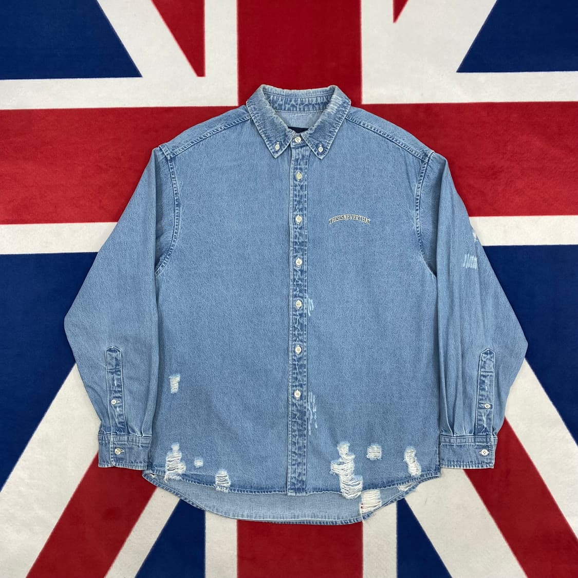 디스이즈네버댓 데님셔츠 M 실측 L  상품이미지1