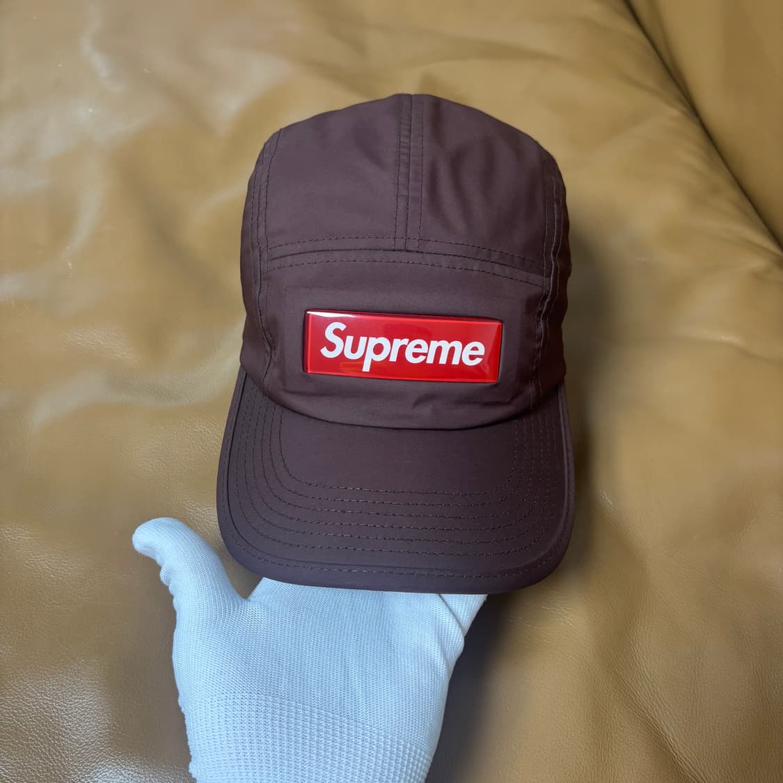 슈프림 캠프캡 모자 박스로고 인셋 젤 브라운 상품이미지2