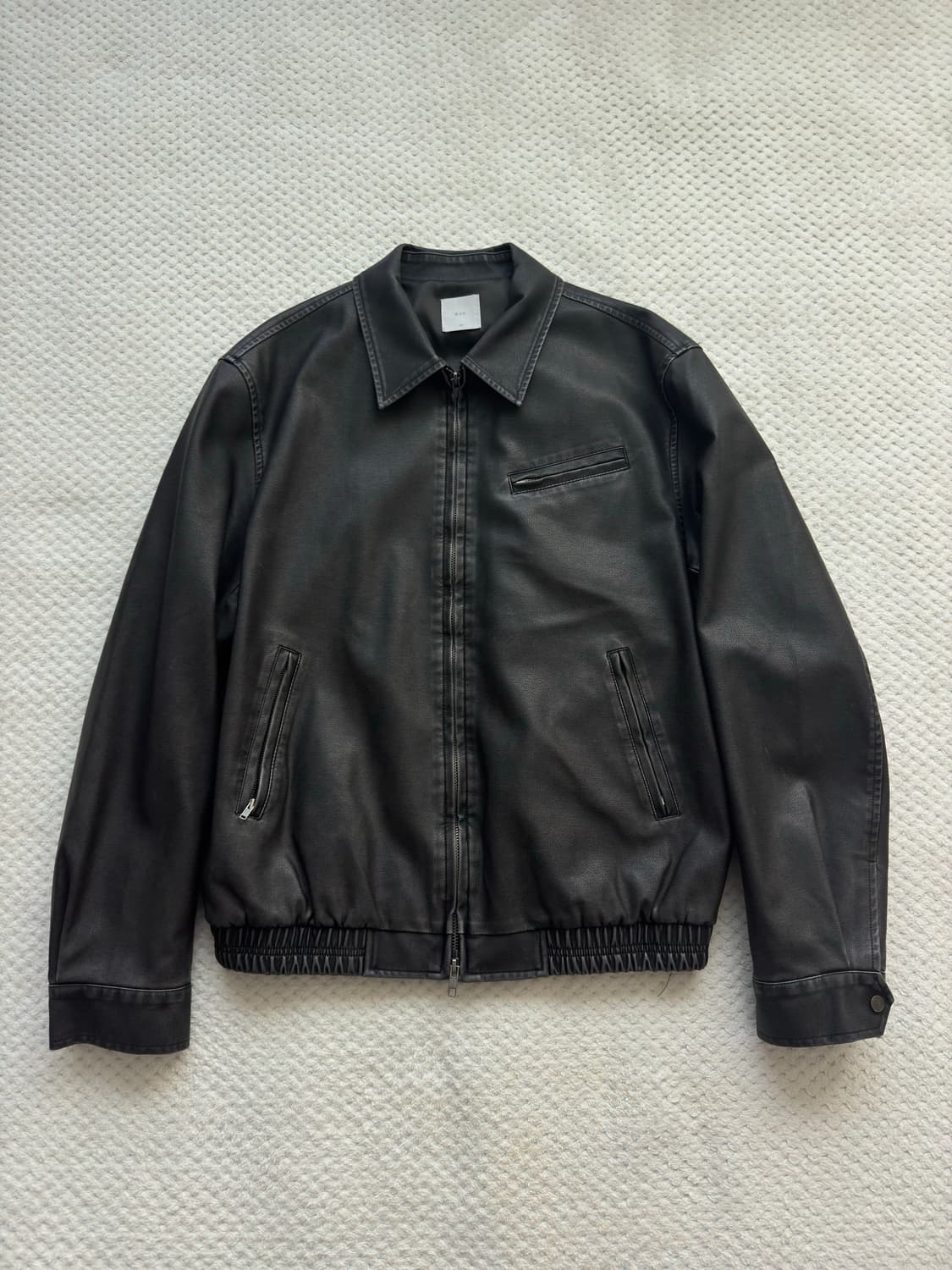 애습 페이디드 레더 자켓 - 워시드 블랙 상품이미지2