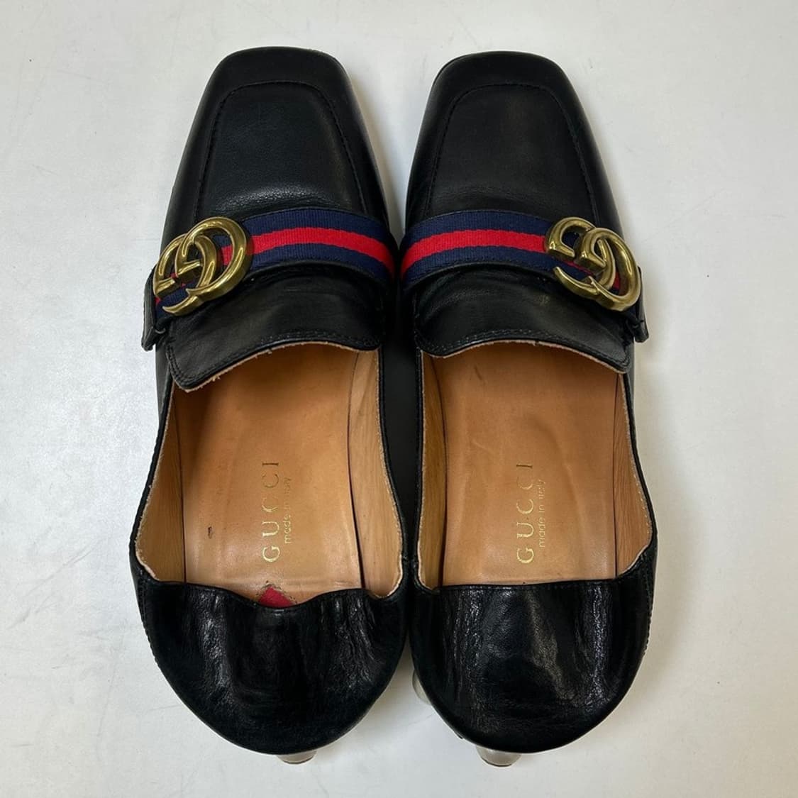 구찌 레더 GG 펄스터드 마몽 진주 미드힐 여성 로퍼 37 상품이미지7