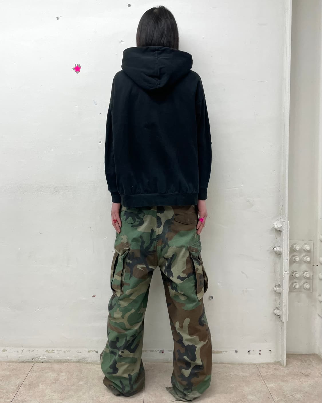 sleeve shirring black hoodie  상품이미지4