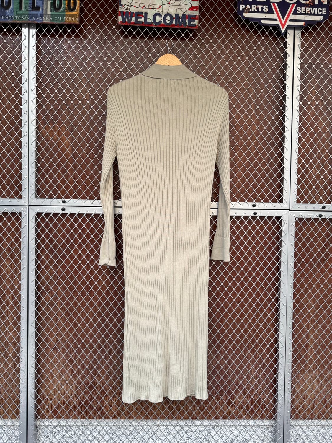 루에브르 롱 니트 골지 카라 가디건 원피스 상품이미지9