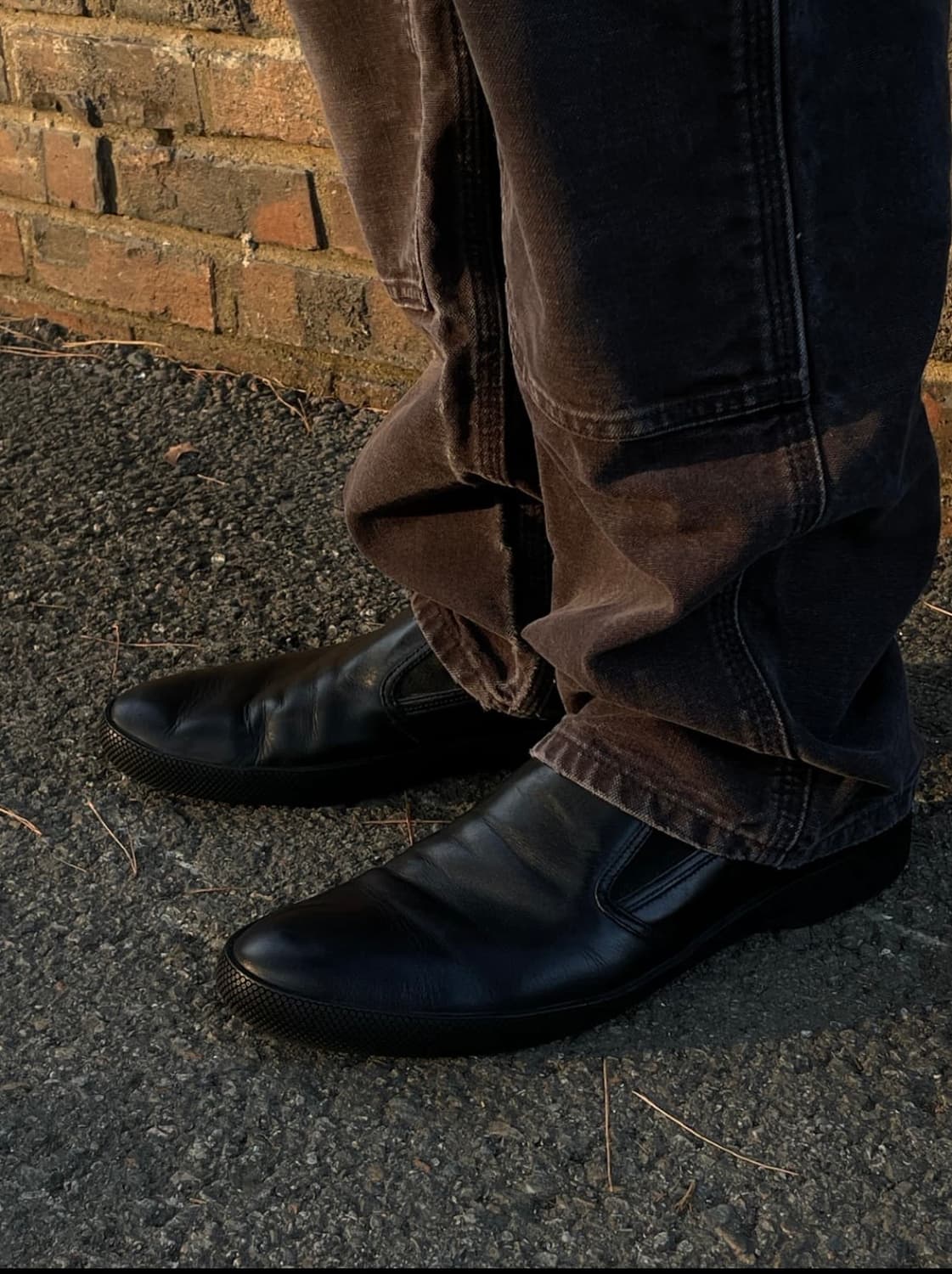 00s Prada All Black Laether Slip-on 상품이미지4