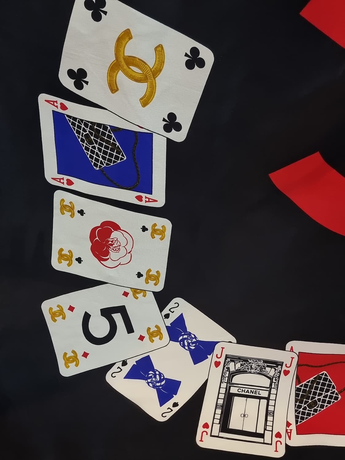 Chanel 샤넬빈티지 카드 프린트 실크 스카프 상품이미지5