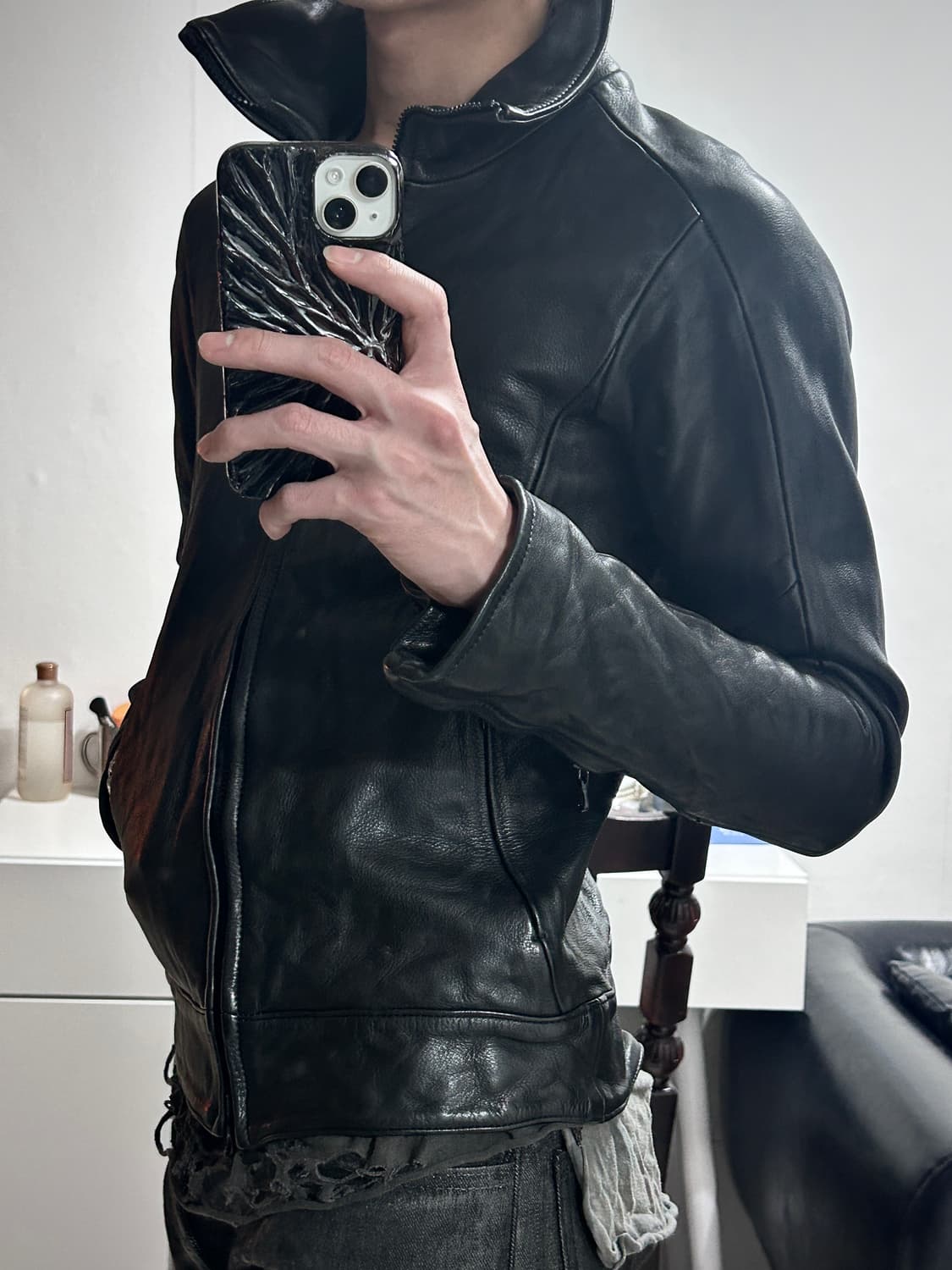 Civilized 스티어하이드 하이넥 레더 자켓 상품이미지2