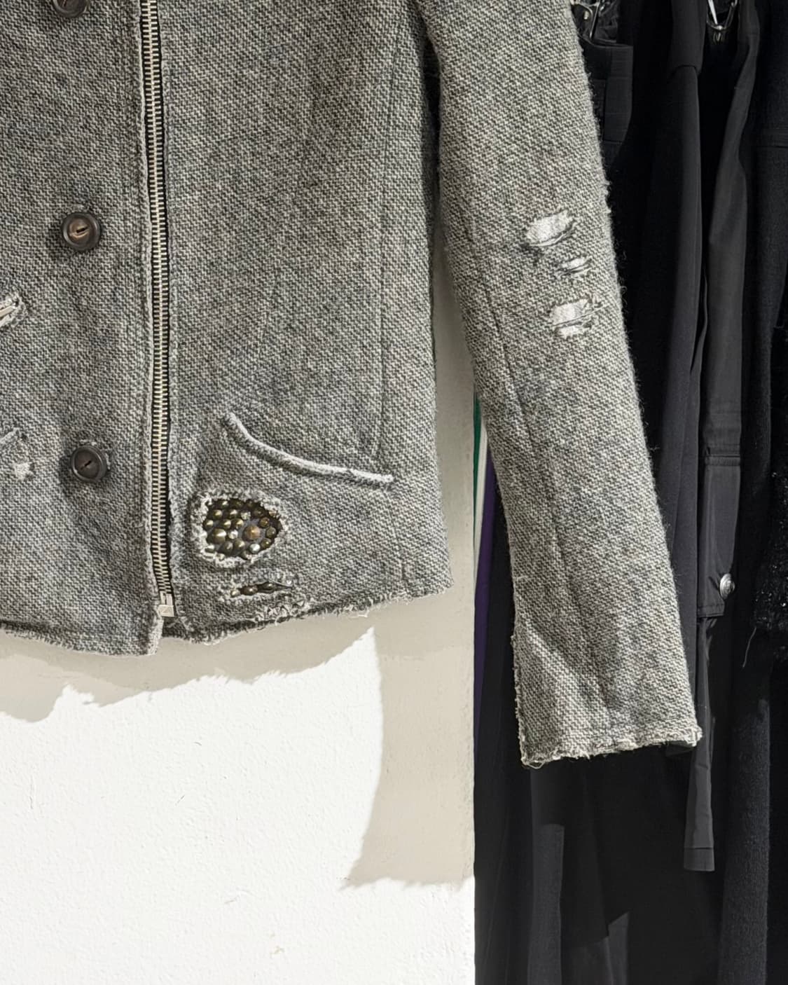 이로 그레이 트위드 오픈 프론트 자켓 상품이미지6