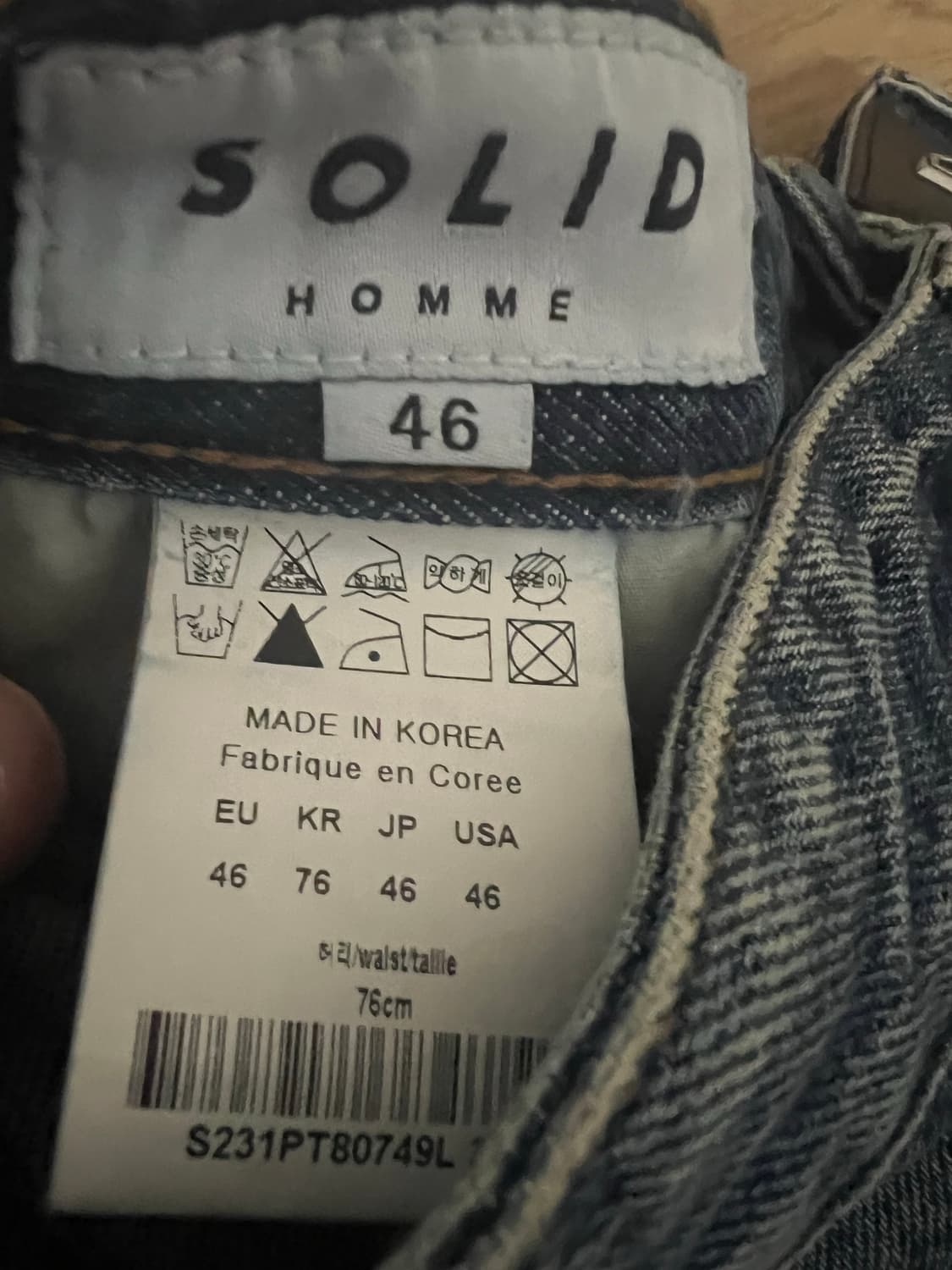 솔리드옴므 중청 스트레이트진 46size 상품이미지4
