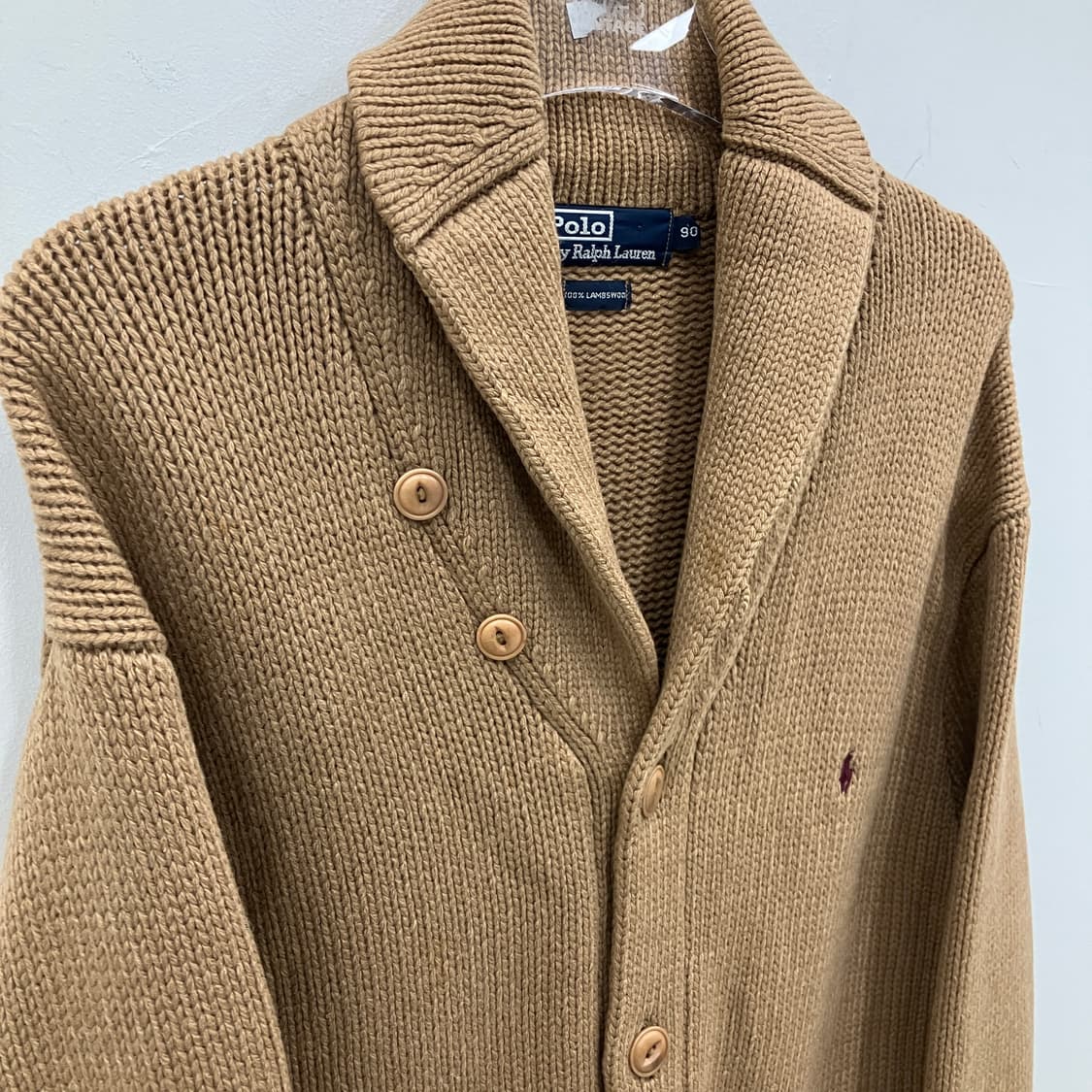 폴로 랄프로렌 브라운 램스울 숄카라 가디건 90 상품이미지4