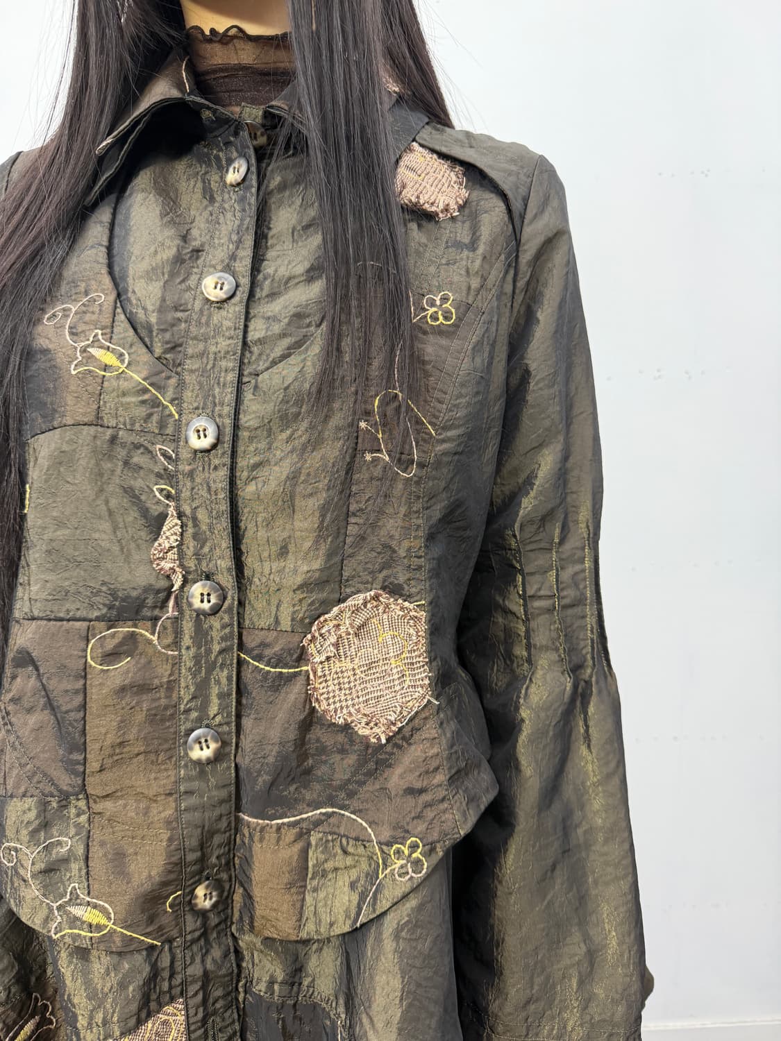 E-Clat Muted Botanical Patchwork Jacket 상품이미지4