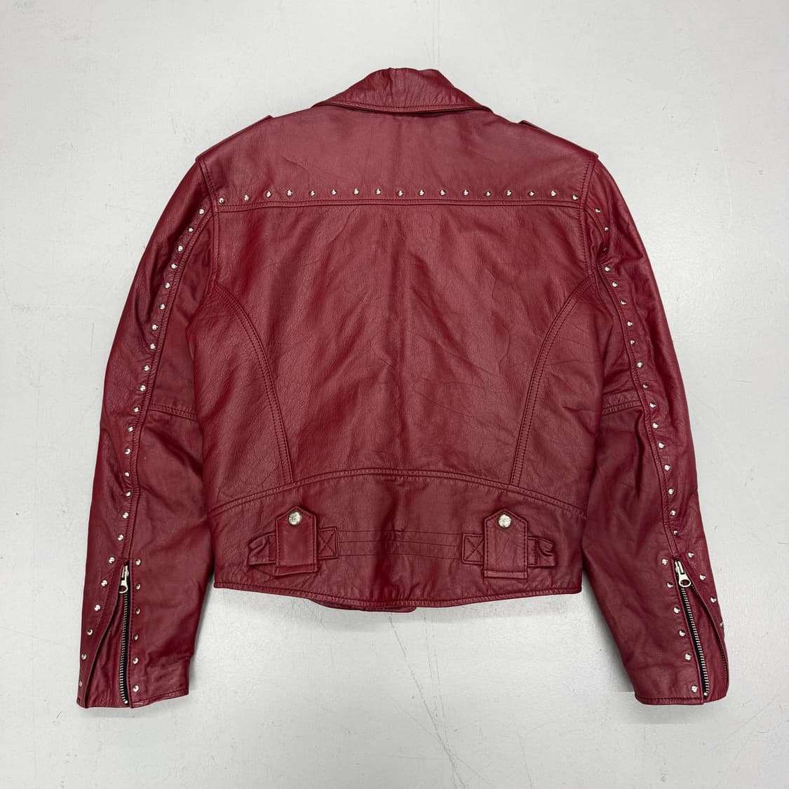 할리데이비슨 리얼레더 버건디 스터드 바이커 자켓 상품이미지3