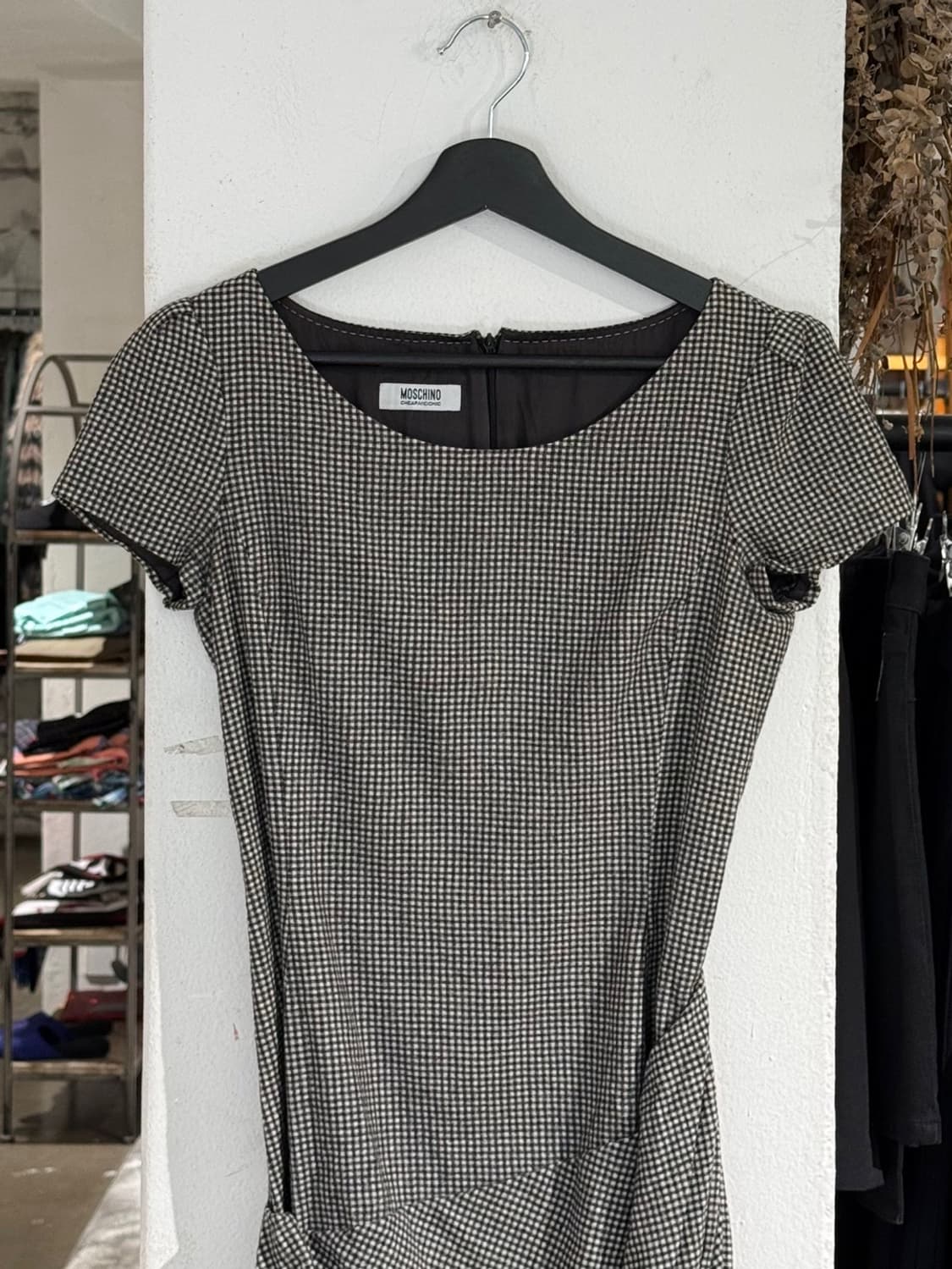 모스키노 칩앤시크 깅엄 체크 울 드레이프 드레스 상품이미지2