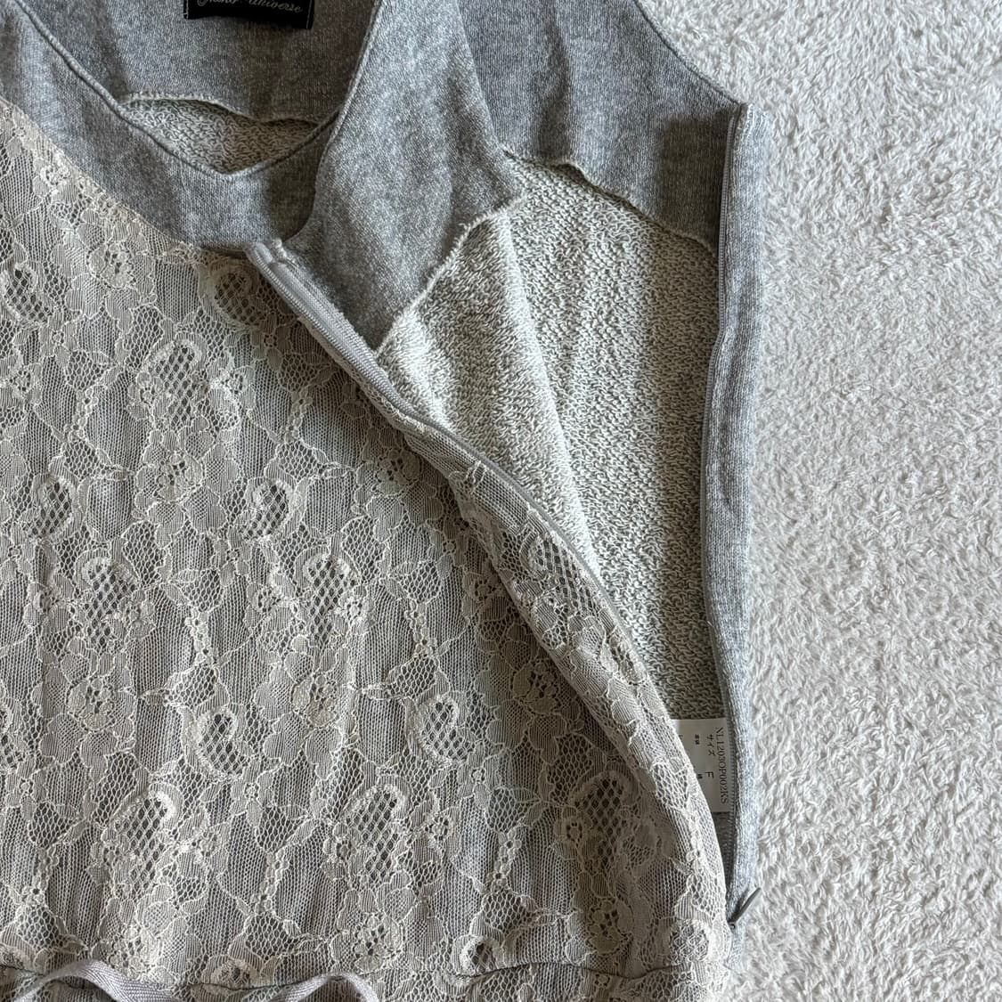일본빈티지 그레이 레이스 일체형 반바지 롬퍼 상품이미지7