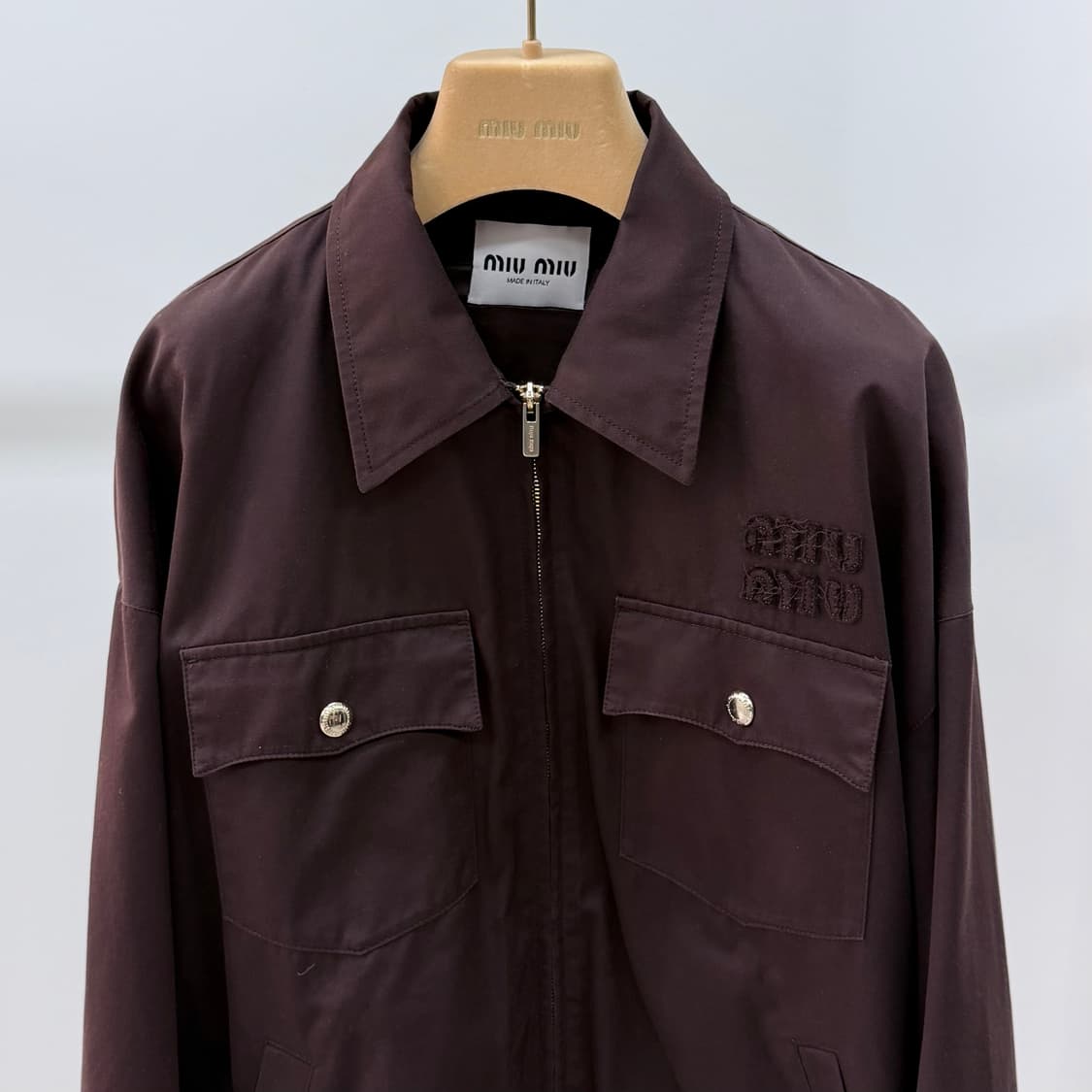 [S+급/40] 미우미우 워시드 개버딘 블루종 자켓 코코아 브라운 상품이미지3