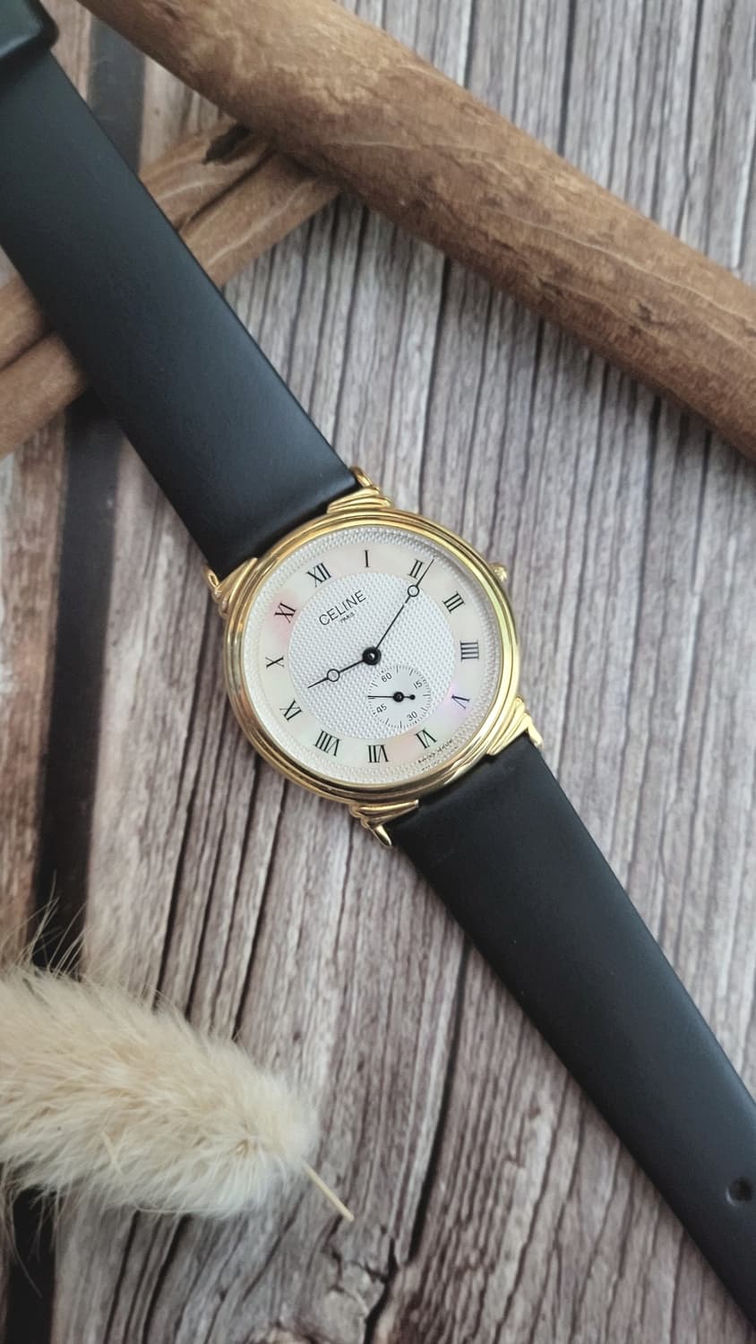 정품 셀린느 스몰 세컨즈 골드 남여공용 쿼츠시계 상품이미지4