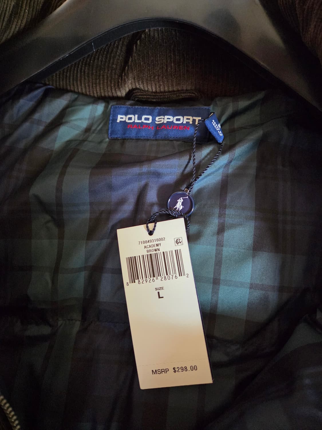 폴로 코듀로이 패딩 브라운 L 상품이미지3