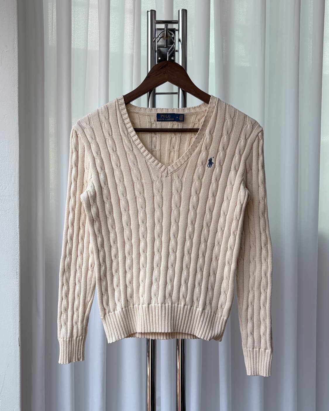 [S-M]폴로 랄프로렌 꽈배기 케이블 브이넥 코튼 니트 상품이미지3