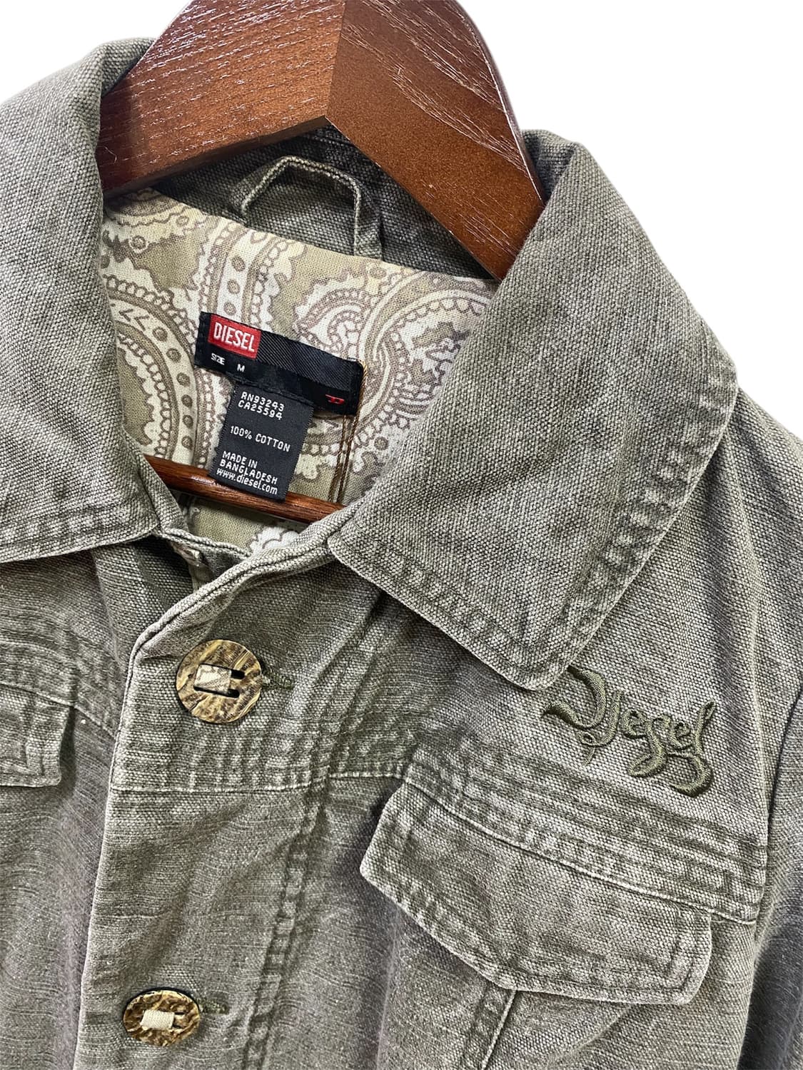 디젤 페이즐리패턴 포인트 카키 패치 자수 자켓 상품이미지2