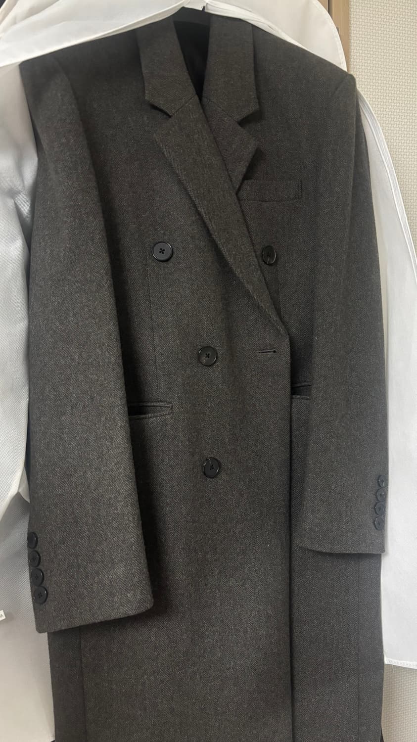 엘무드 그레이웨일 더블 코트 카키 상품이미지2