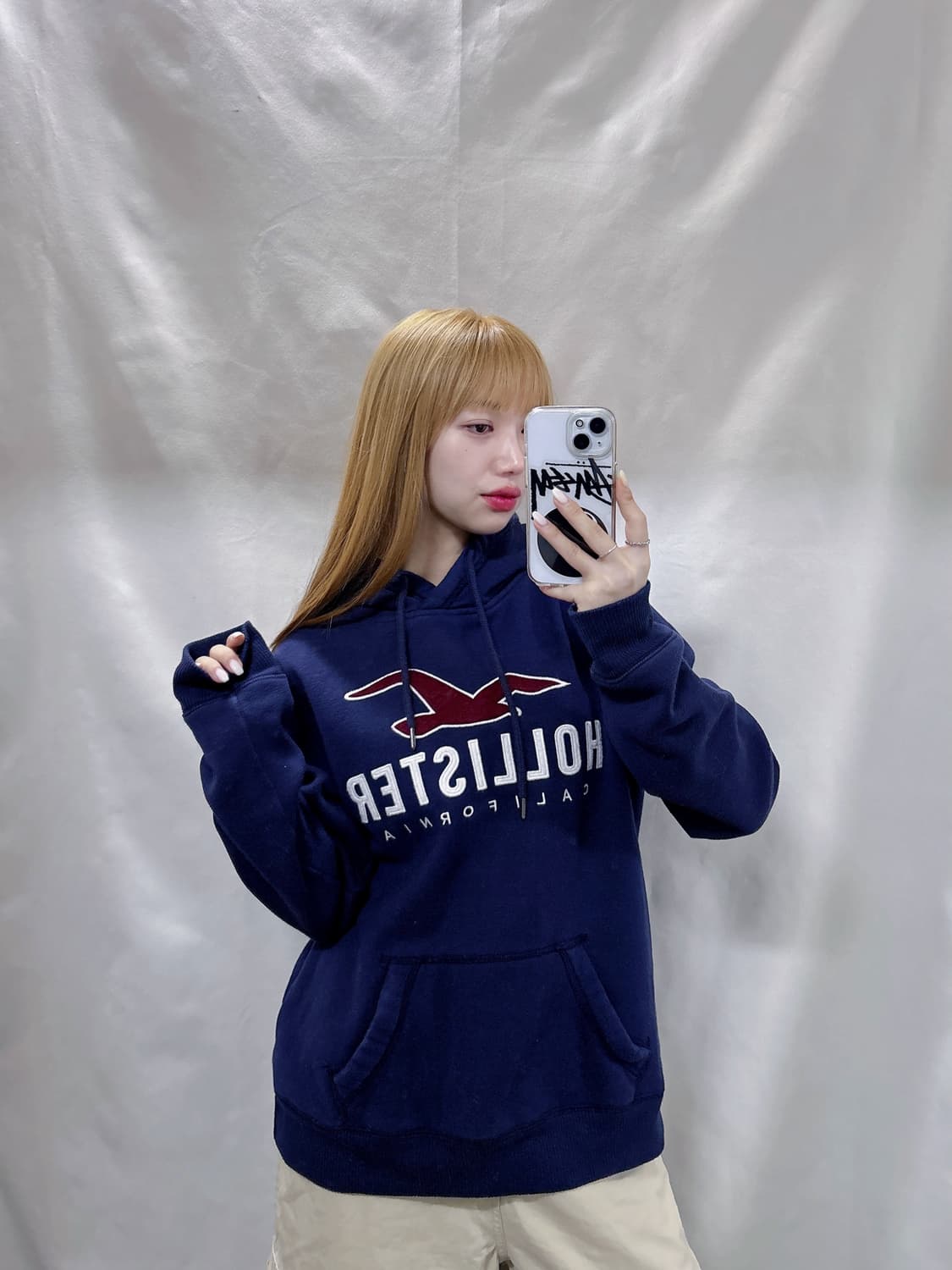 홀리스터 네이비 빅로고 후드  상품이미지1