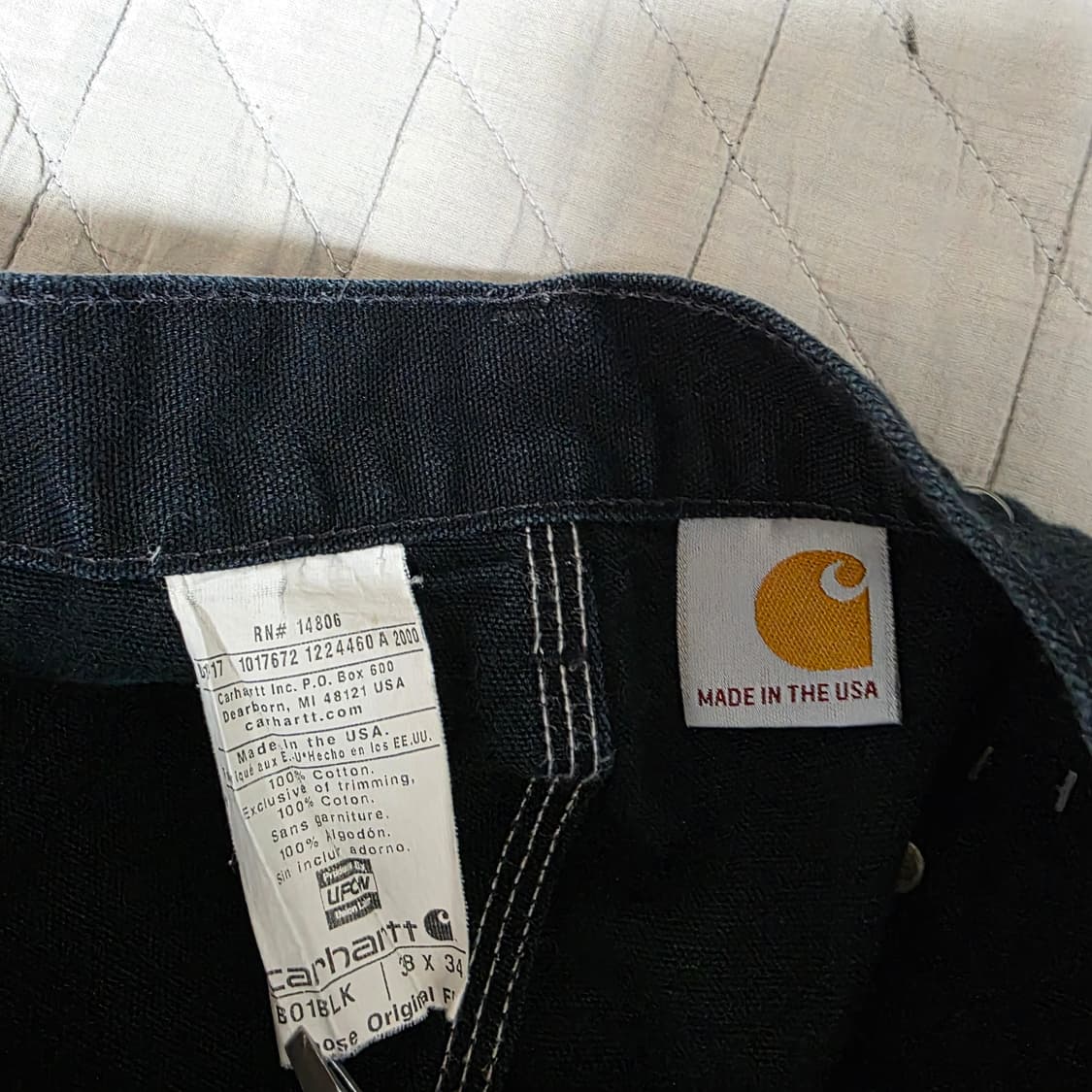 [38] 빈티지 칼하트 더블니 B01 BLK 워크팬츠 페인팅 크롭 BK4 상품이미지7