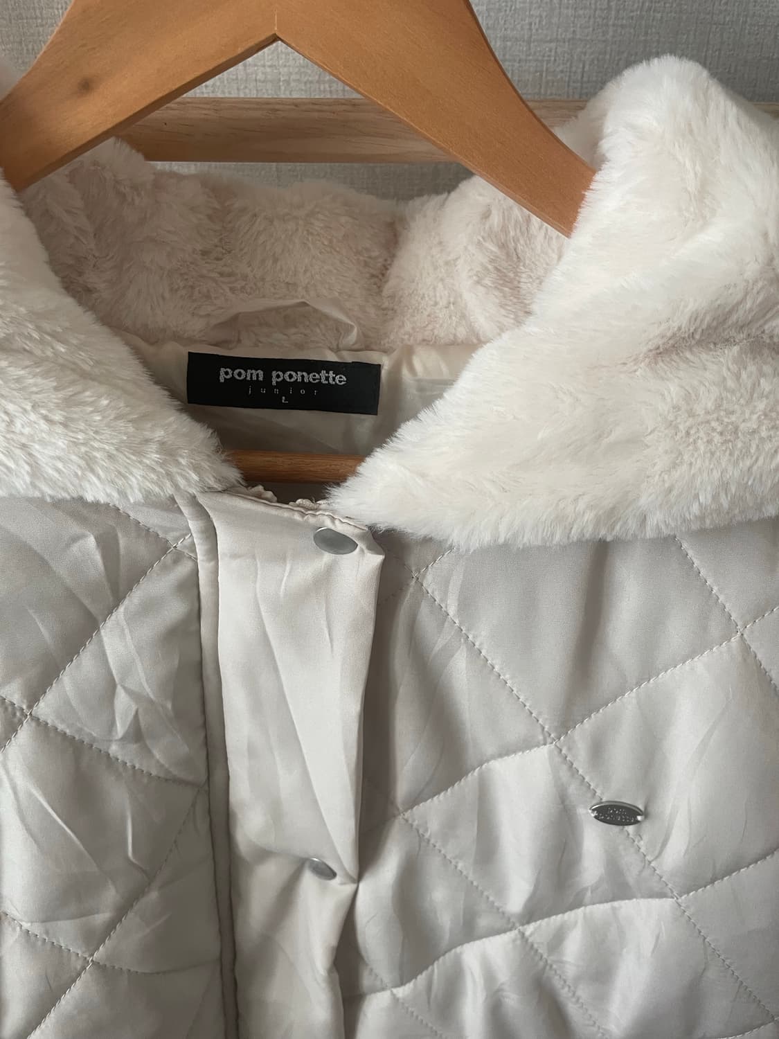 모리걸 빈티지 아이보리 후드퍼 눈꽃 패딩 🤍❄️ 상품이미지2