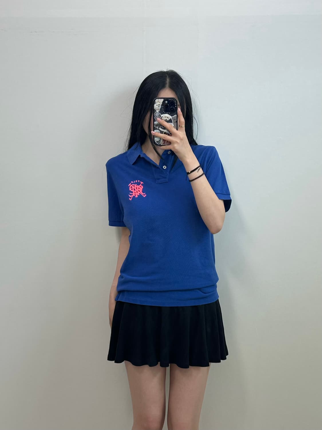 폴로 랄프로렌 자수로고 블루 피케 반팔 카라 티셔츠 상품이미지1