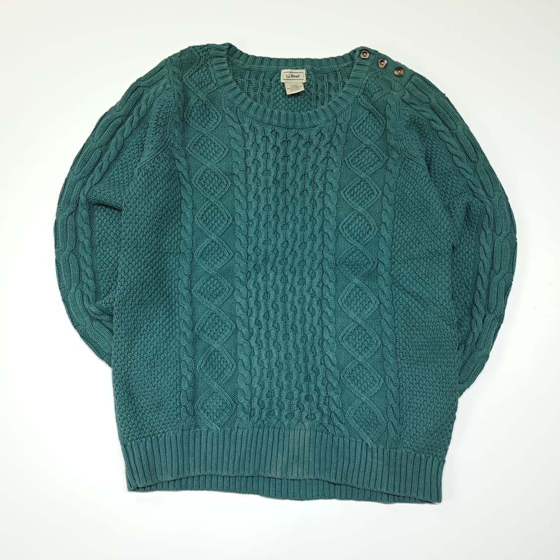 CL356 L 엘엘빈 00s 틸그린 케이블 피셔맨 니트 스웨터 상품이미지1