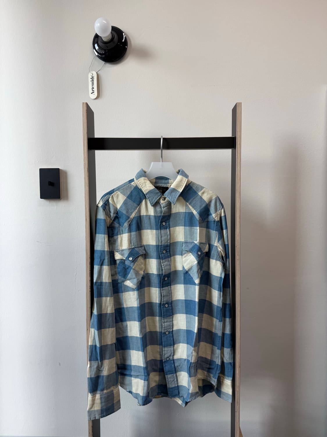 RRL 더블알엘 플래드 웨스턴 셔츠 인디고 크림 상품이미지1