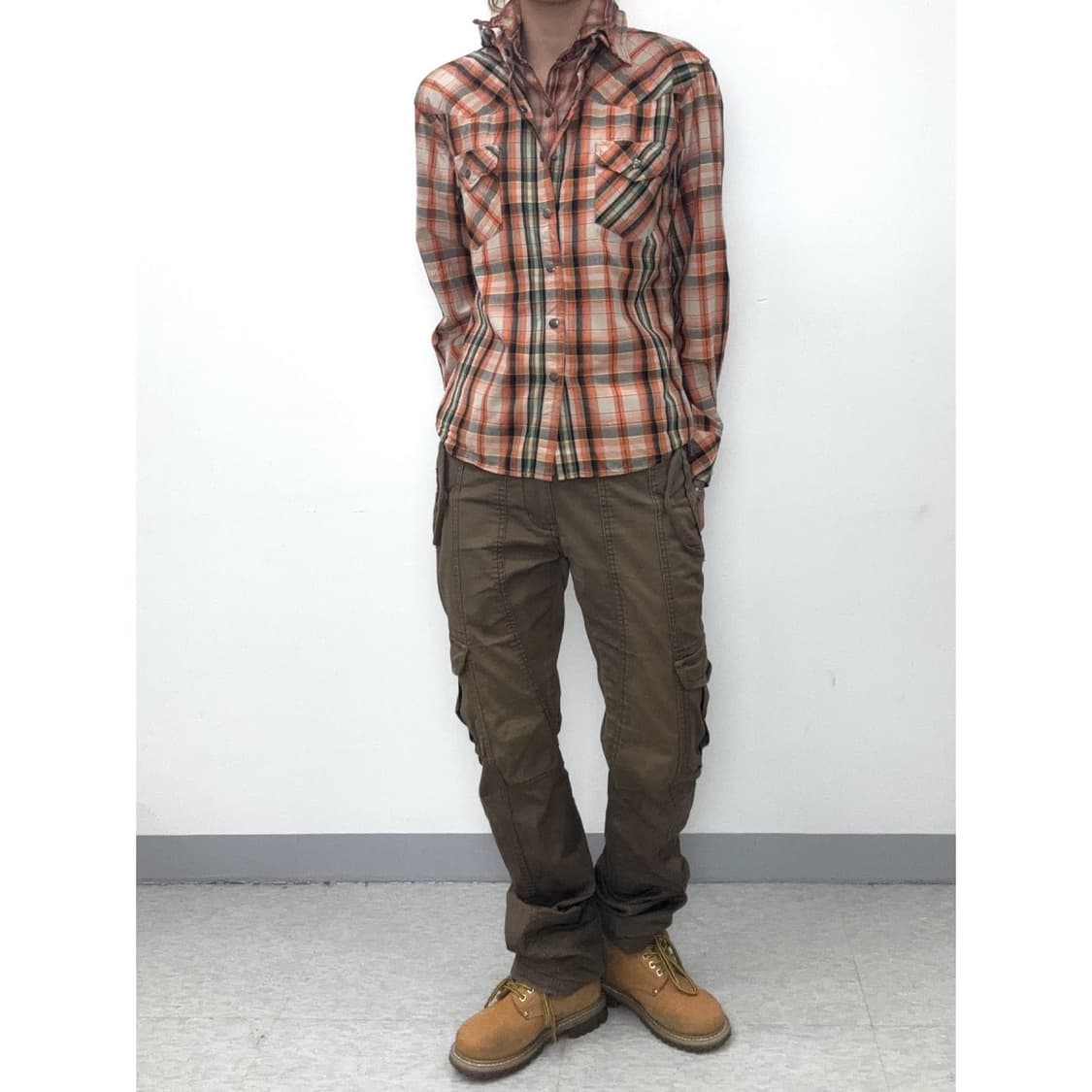 빈티지 레이어드 체크 셔츠 상품이미지2