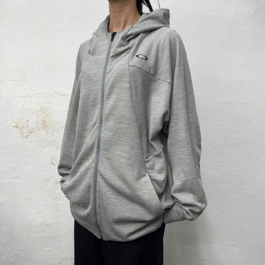 오클리 멜란지컬러 폴리에스터 혼방 테크 서클로고 구버전 후드 집업 자켓 상품이미지1