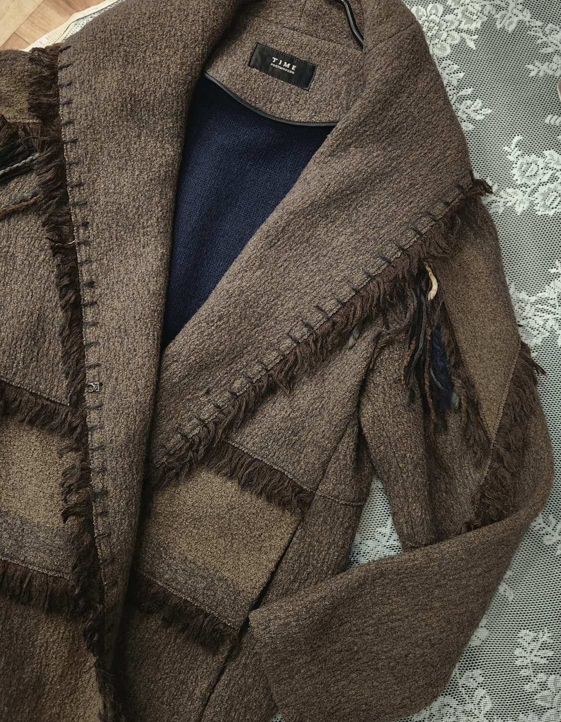 TIME 타임 브라운 프린지 롱 코트 상품이미지6