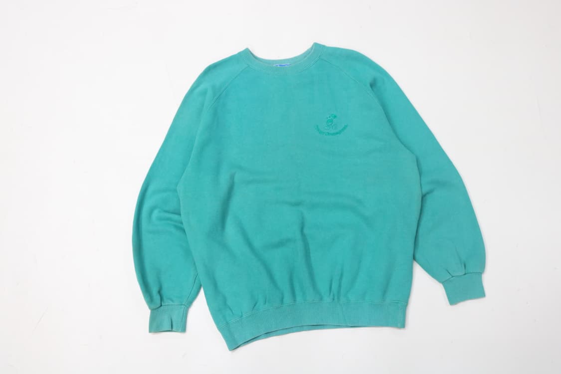  디즈니랜드 80s 빈티지 미키 마우스 자수 민트 맨투맨 (LL) 상품이미지2