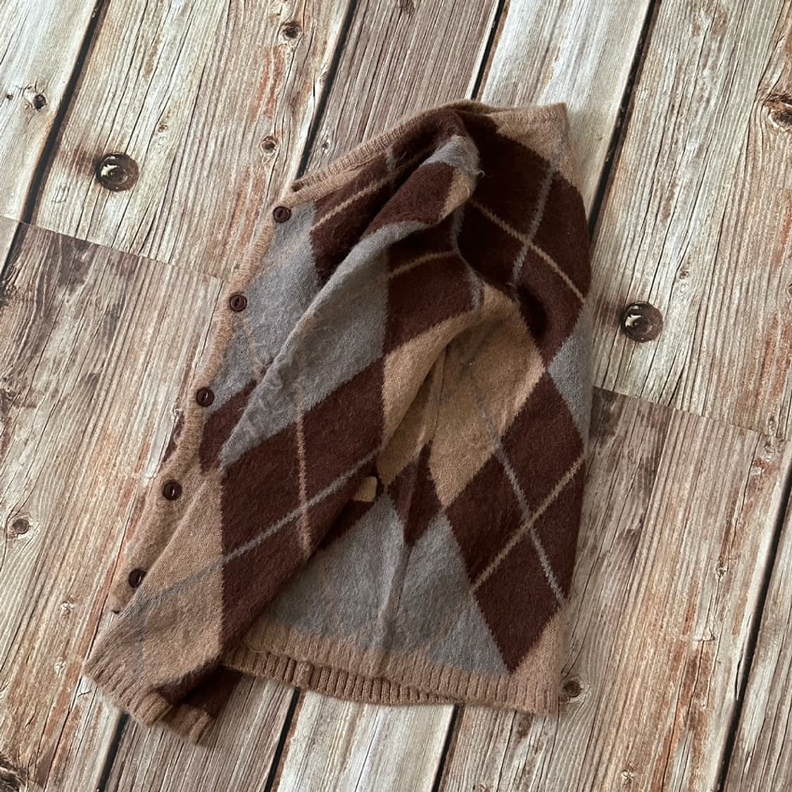 BEAMS+ 빔즈플러스 아가일 패턴 모헤어 가디건 S 사이즈 상품이미지3