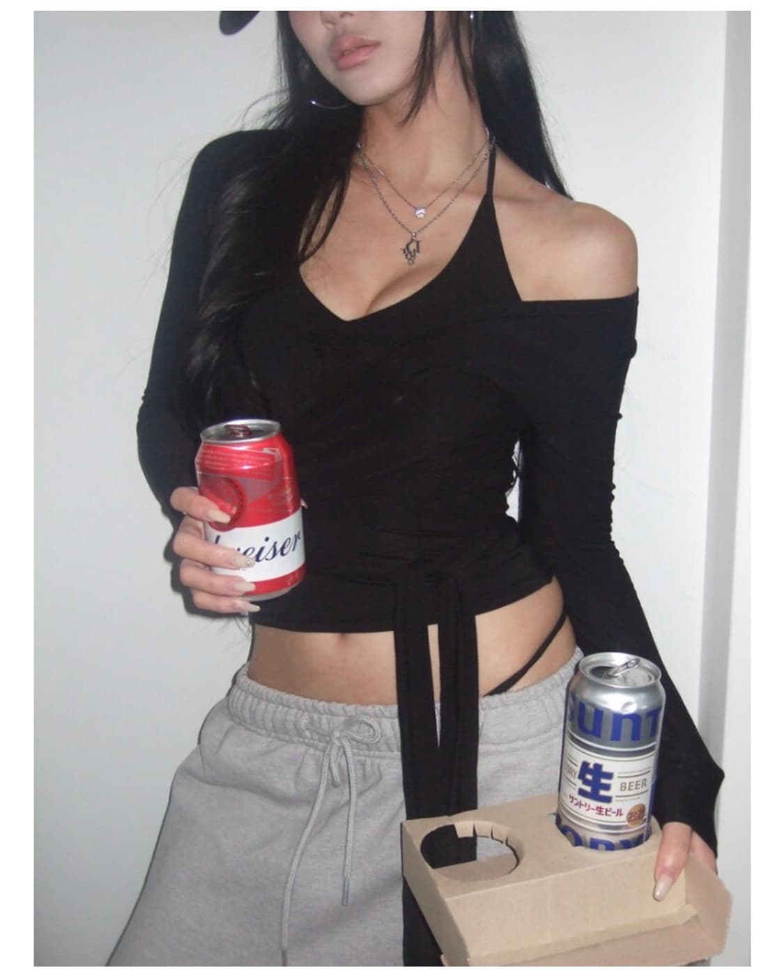 (구함) 엔젤넘버555 엔넘파 랩 티셔츠 홀터 탑 세트 구함 상품이미지1