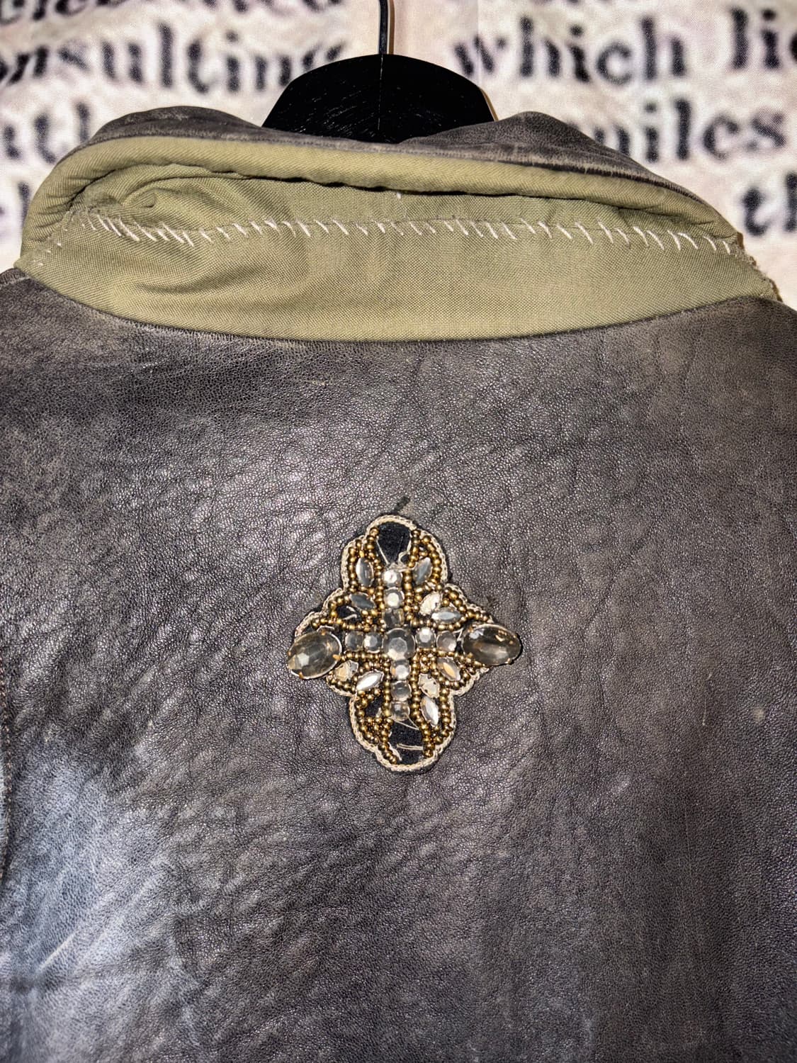 Crystal Embellished Leather Jacket 상품이미지5