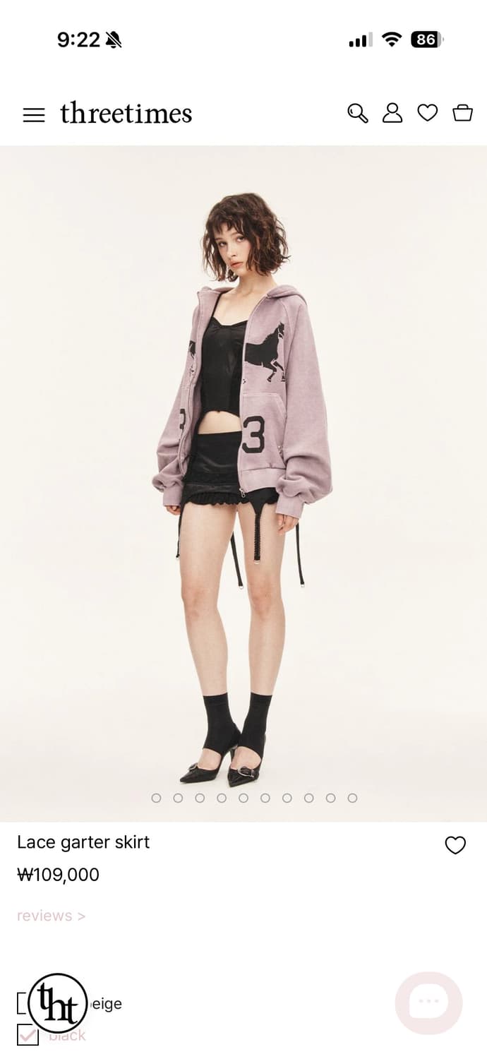 쓰리타임즈 레이스 가터 스커트 S 상품이미지1