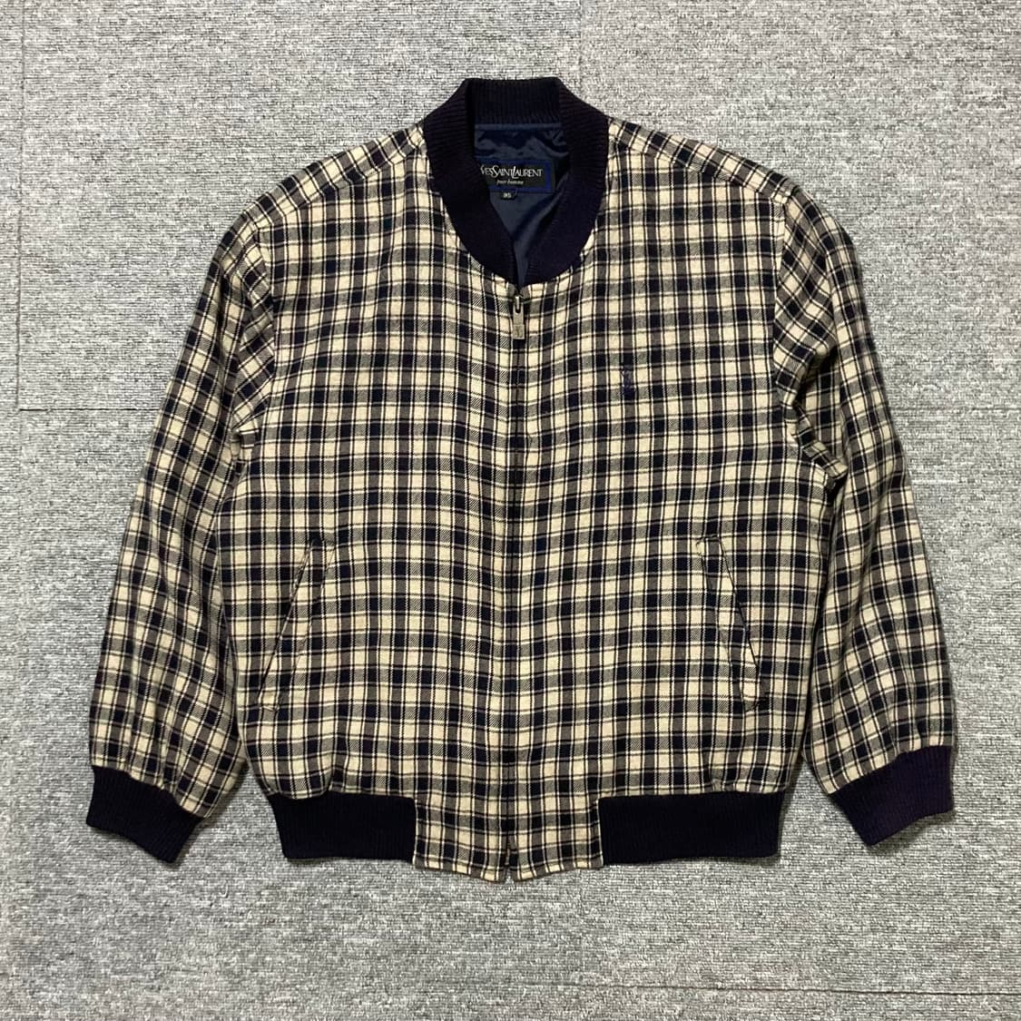 [L] 입생로랑 ysl 빈티지 체크 블루종 자켓 상품이미지1