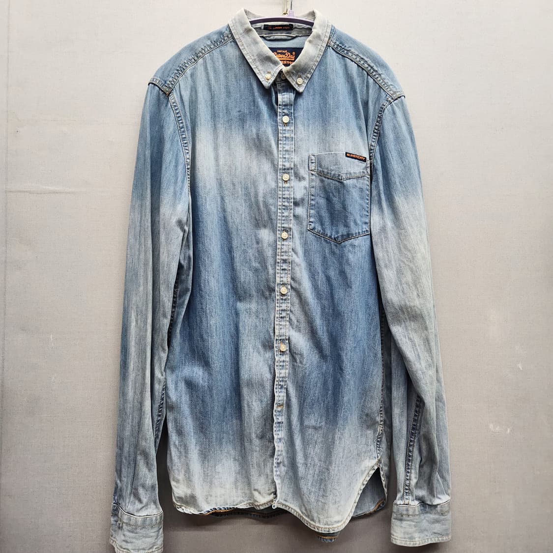 슈퍼드라이 원포켓 로고 데님 워싱 셔츠 L(L) 상품이미지1