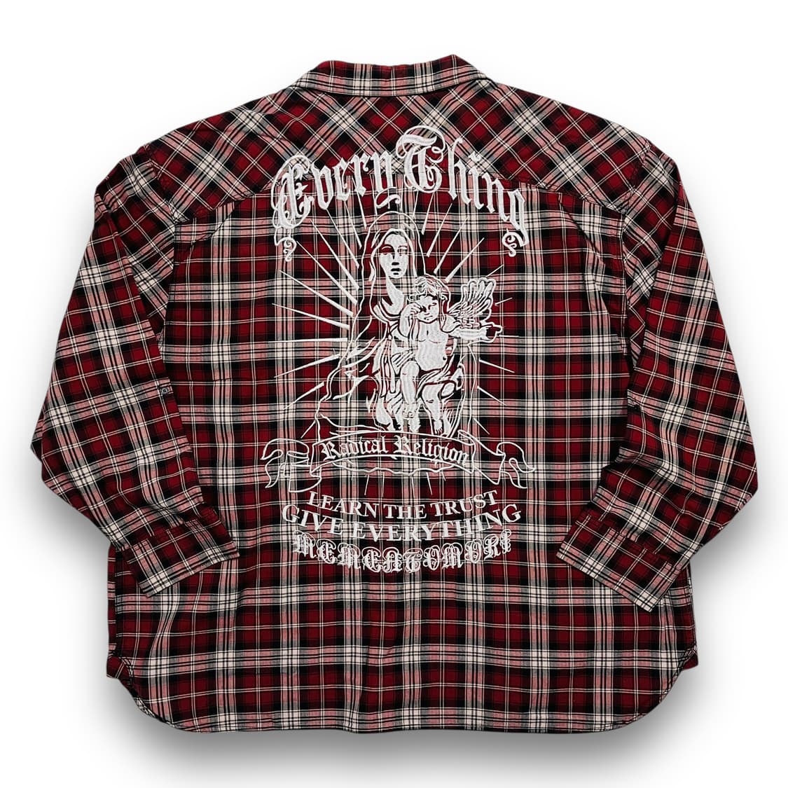 펑크 C.D.S 성모 마리아 엔젤 자수 체크 오버핏 셔츠 상품이미지3