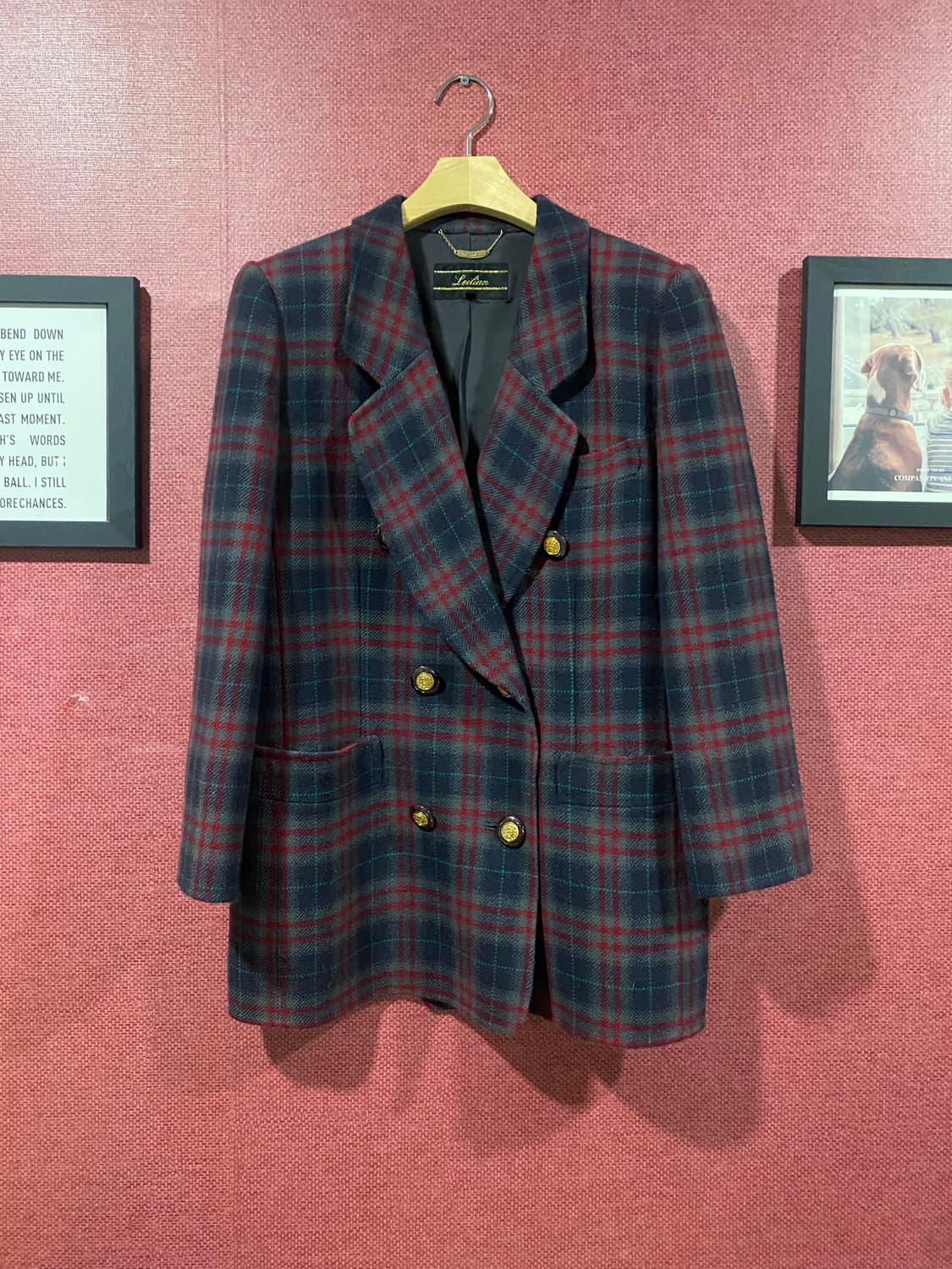 Leilian 체크 더블 자켓 상품이미지1