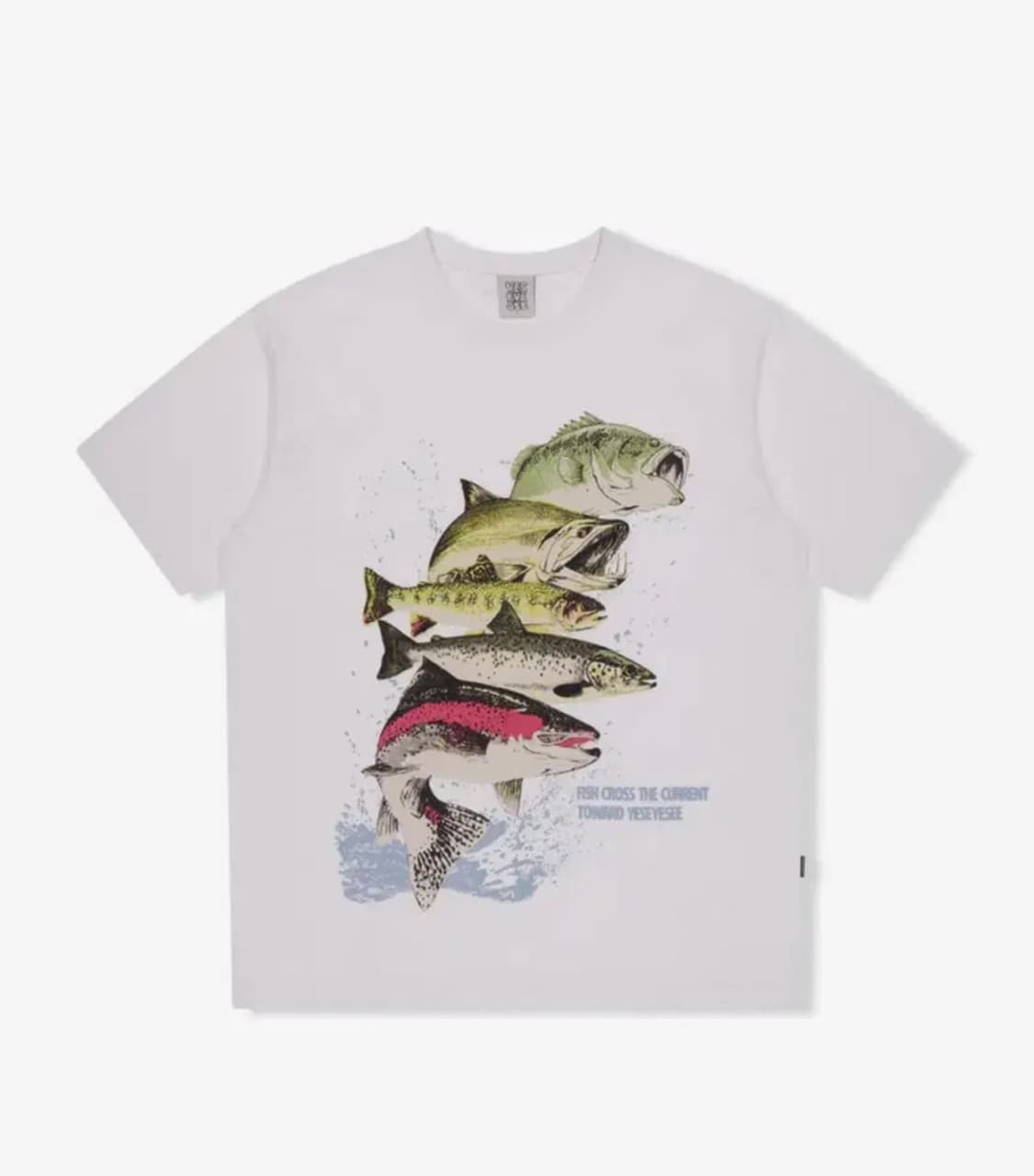 예스아이씨 Y.E.S Fishes Tee White 물고기 프린팅 반팔 상품이미지1