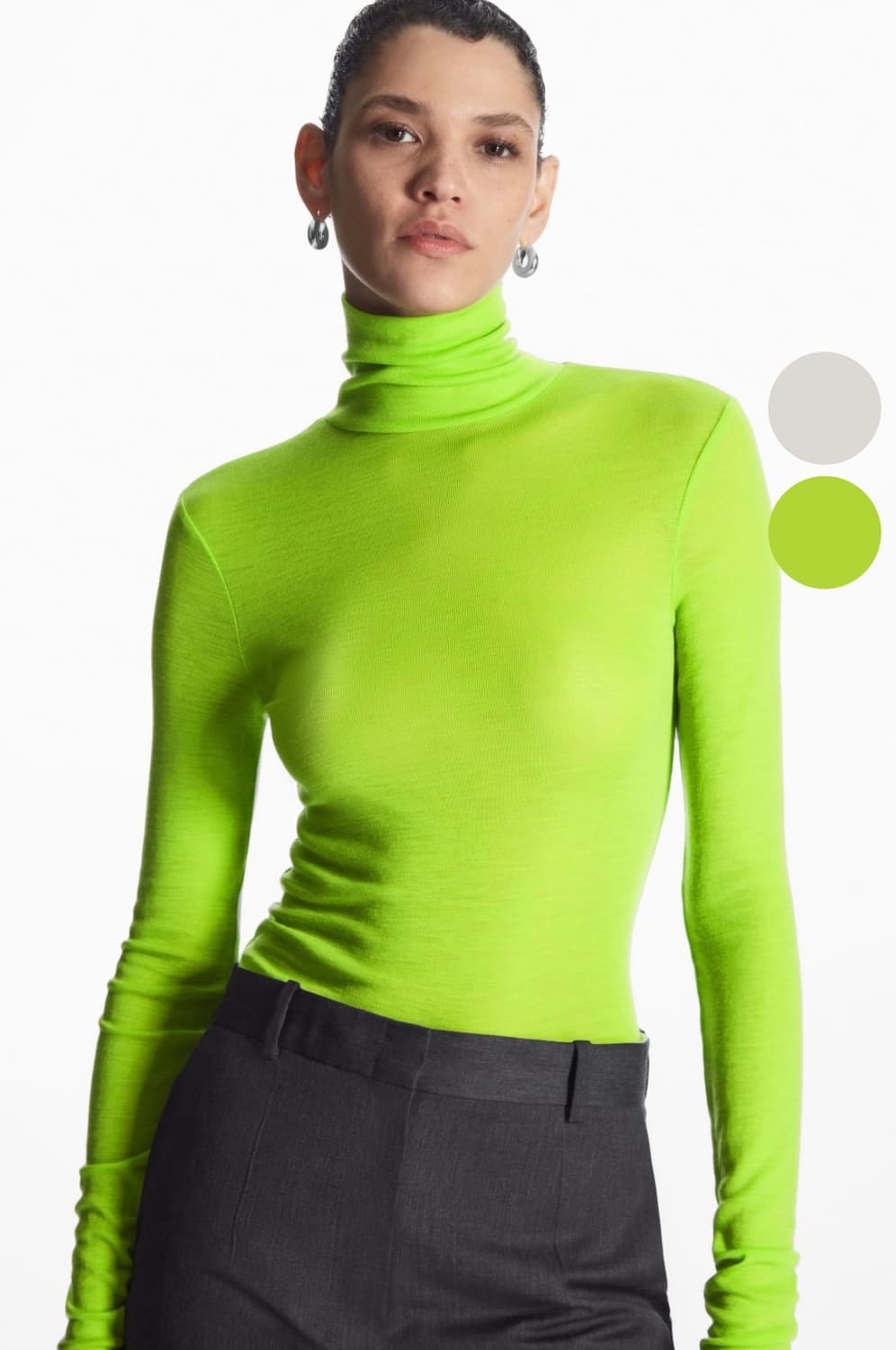 COS 코스 메리노 울 터틀넥 네온 그린 상품이미지1