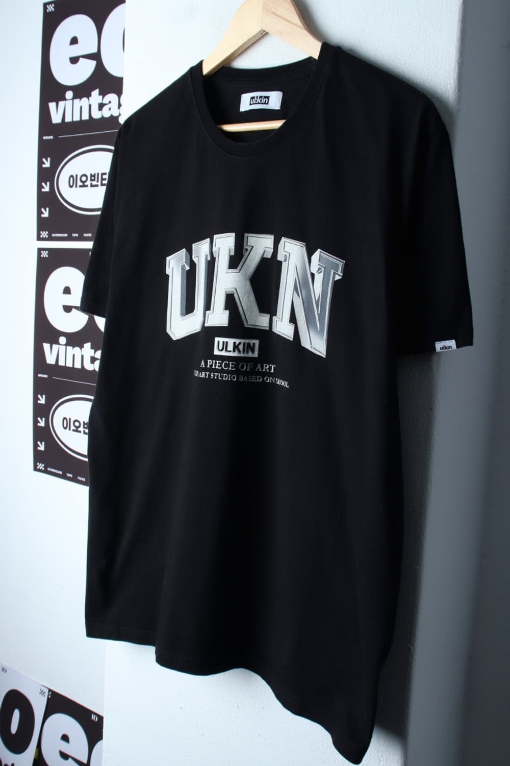 (M-XL) 얼킨 반팔 티셔츠 빅로고 블랙 올드스쿨-H33152 상품이미지1