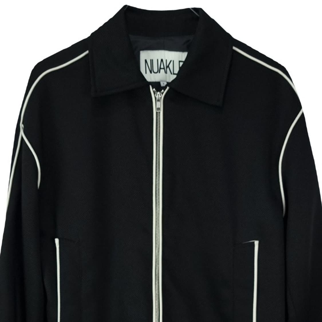 [누아클레] 투웨이 지퍼 파이핑 블루종 자켓 블랙 M19144 상품이미지4