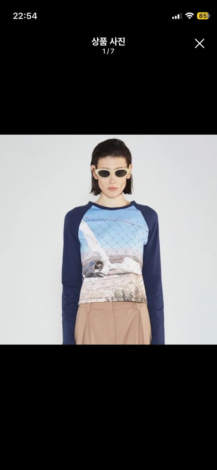 쓰리투에이티 프린티드 래글런 네이비 긴팔티 상품이미지1